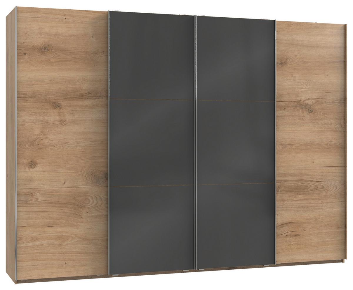 Schwebetürenschrank B: 300 Cm Level Grau/eichefarben Dekor - Eichefarben/Grau, MODERN, Holzwerkstoff (300/216/65cm) - MID.YOU