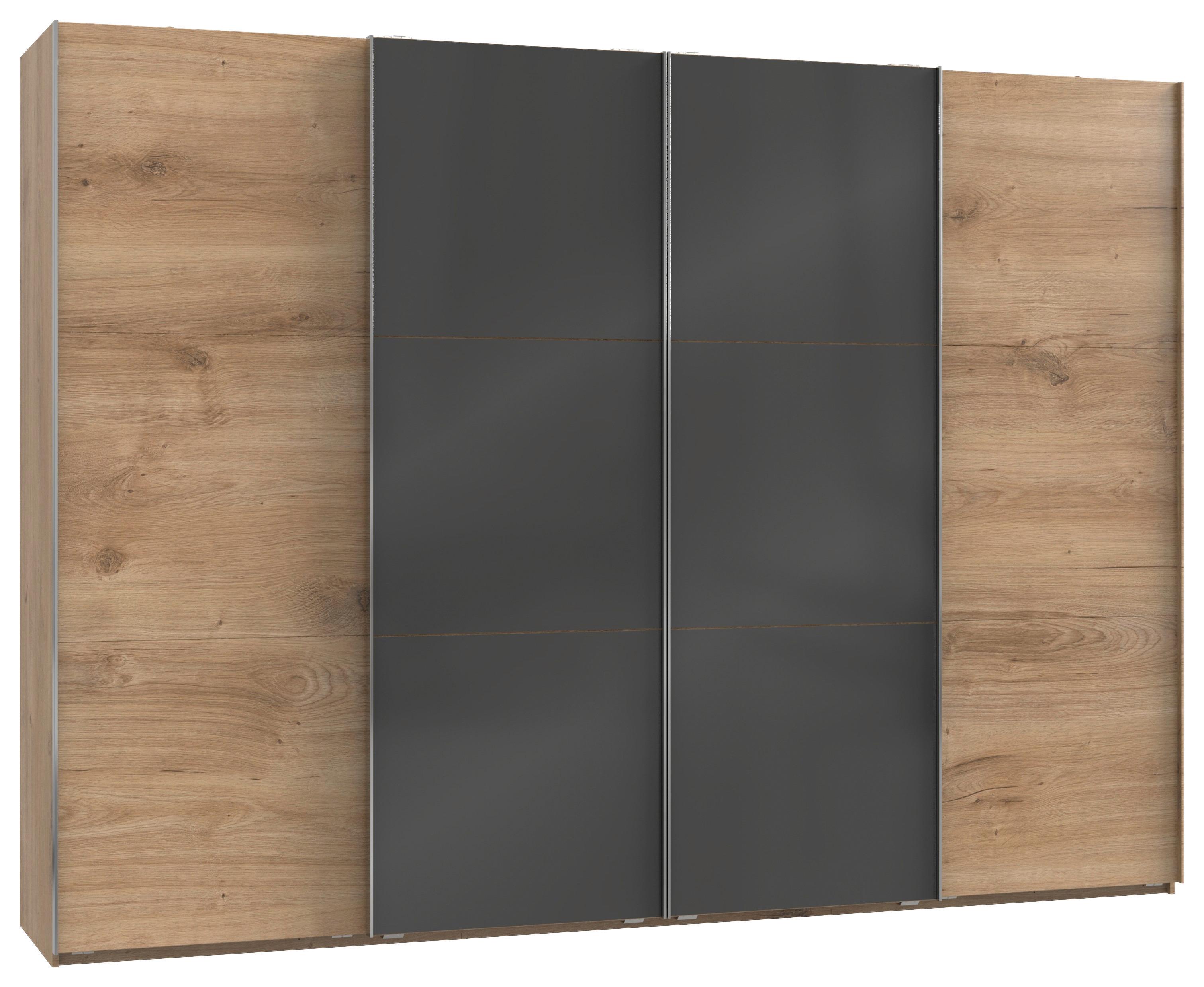 Schwebetürenschrank B: 300 Cm Level Grau/eichefarben Dekor