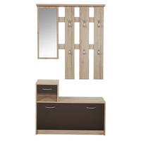 Garderoben-Set Iza San Remo/ Moorbraun 3--teilig. mit Spiegel - Eichefarben/Braun, KONVENTIONELL, Glas/Holzwerkstoff (100/190/26cm)