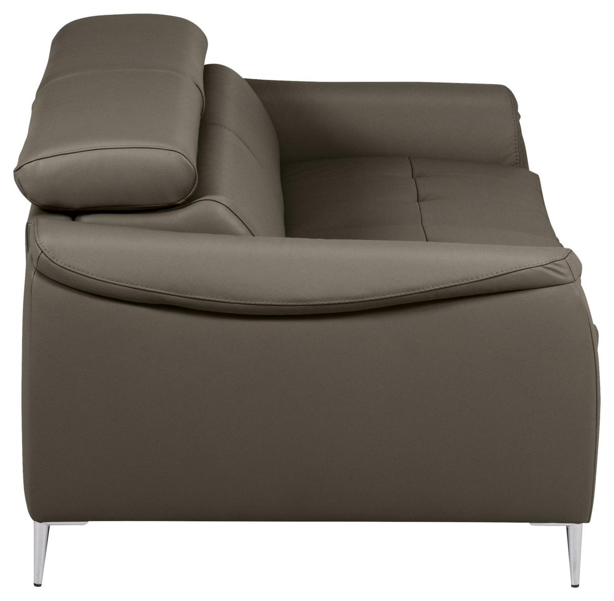 Schlafsofa Pafos Schlammfarben Lederlook, Rindsleder B: 203cm - Schlammfarben, Design, Leder/Textil (203/77-98/103cm) - MID.YOU