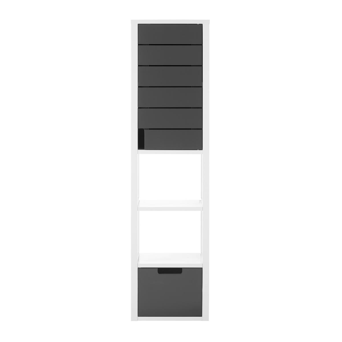 Vysoká skříňka TIA - šedá/bílá, Moderní (30/116/24cm) - P & B
