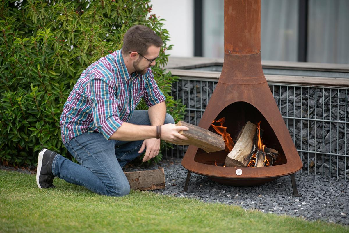 Grillschale Gartenkamin - Rot, KONVENTIONELL, Metall (70/70/160cm)