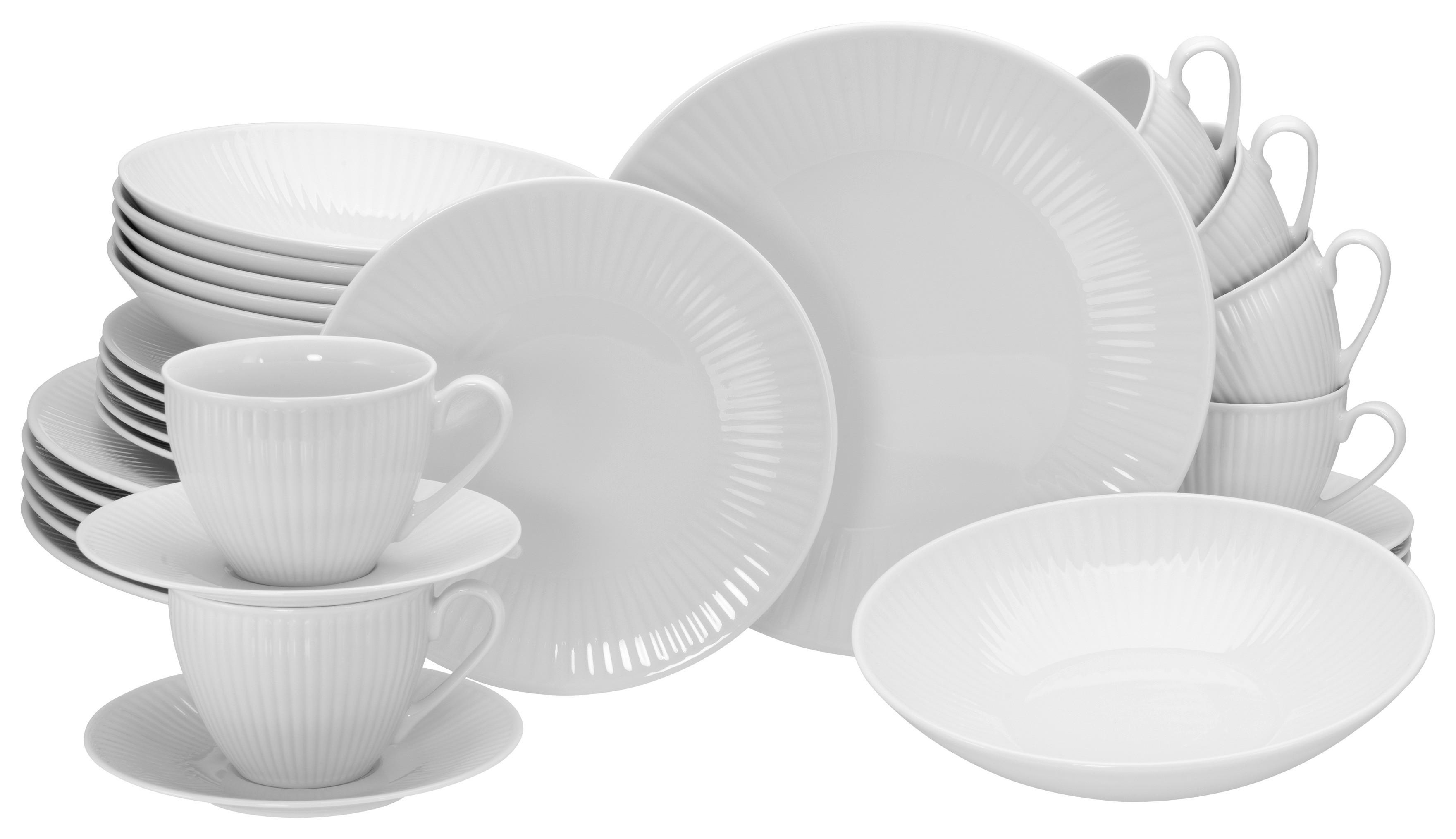 Kombiservice Valencia 30--teilig., Weiß - Weiß, Design, Keramik - Creatable