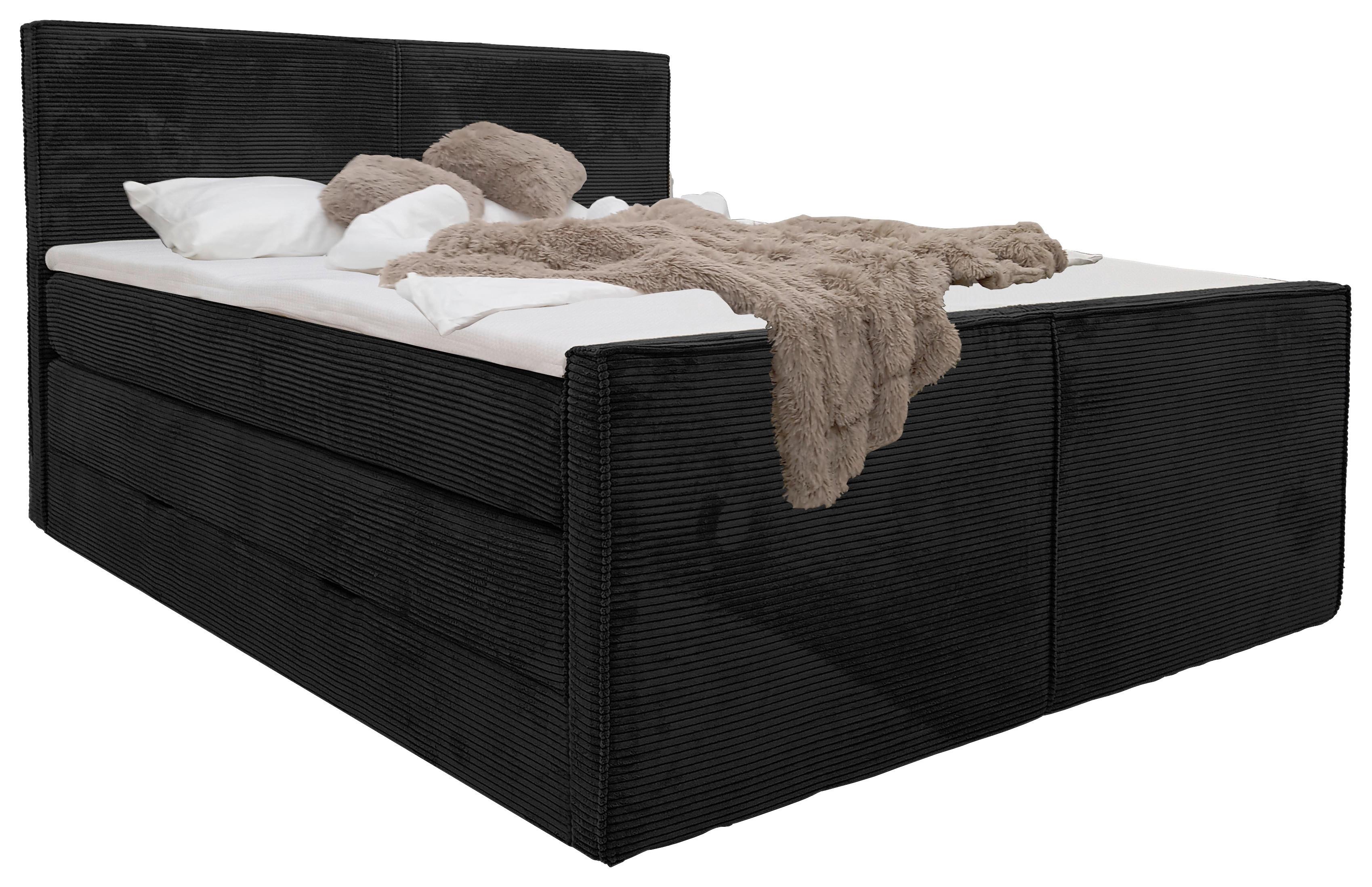 Boxspringbett Rodi Schwarz Lf: 180x200 cm - Schwarz, MODERN, Textil (180/200cm) - Livetastic