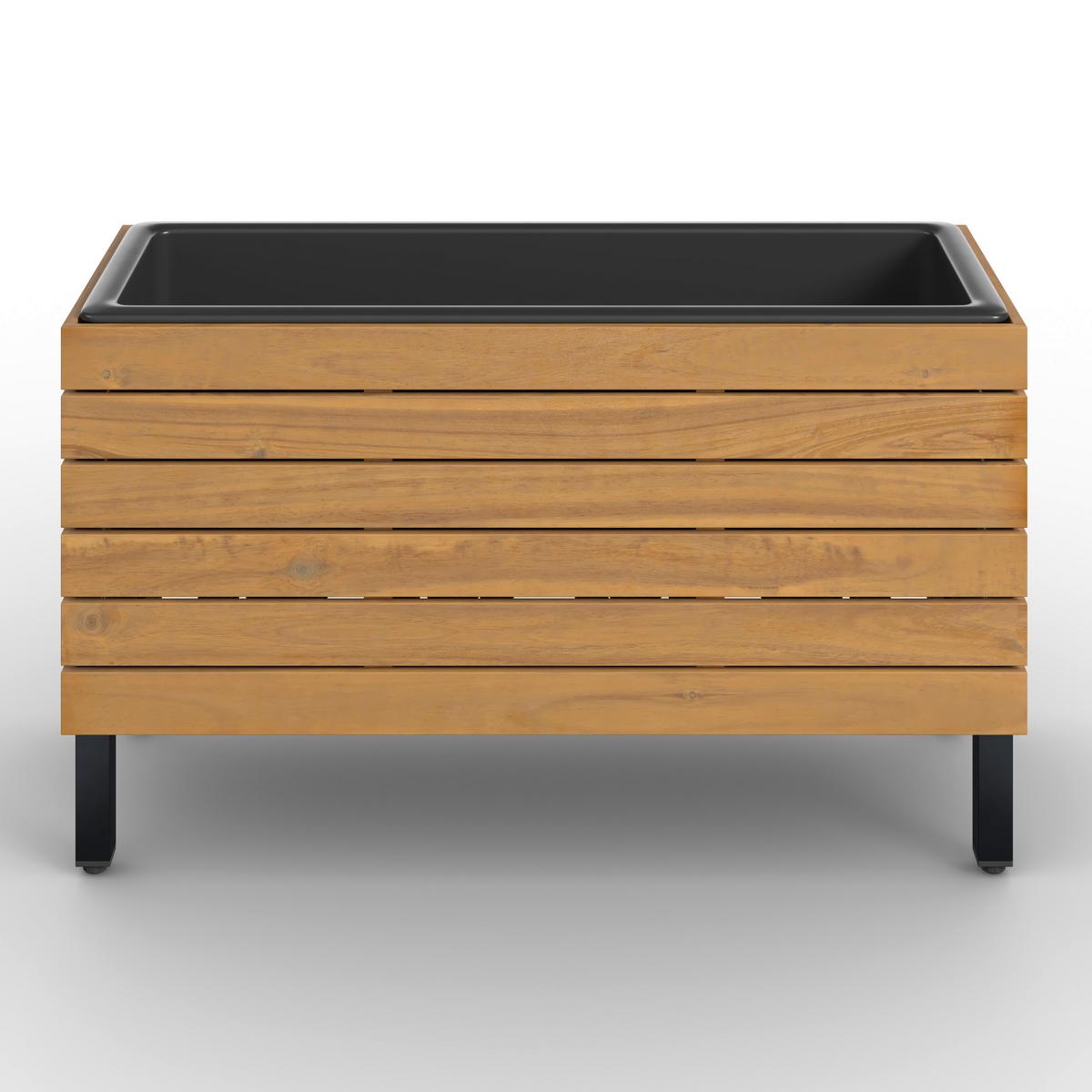 VYSOKÝ ZÁHON MARLO - čierna/farba akácie, Modern, kov/drevo (69/41/26cm) - Bessagi Garden