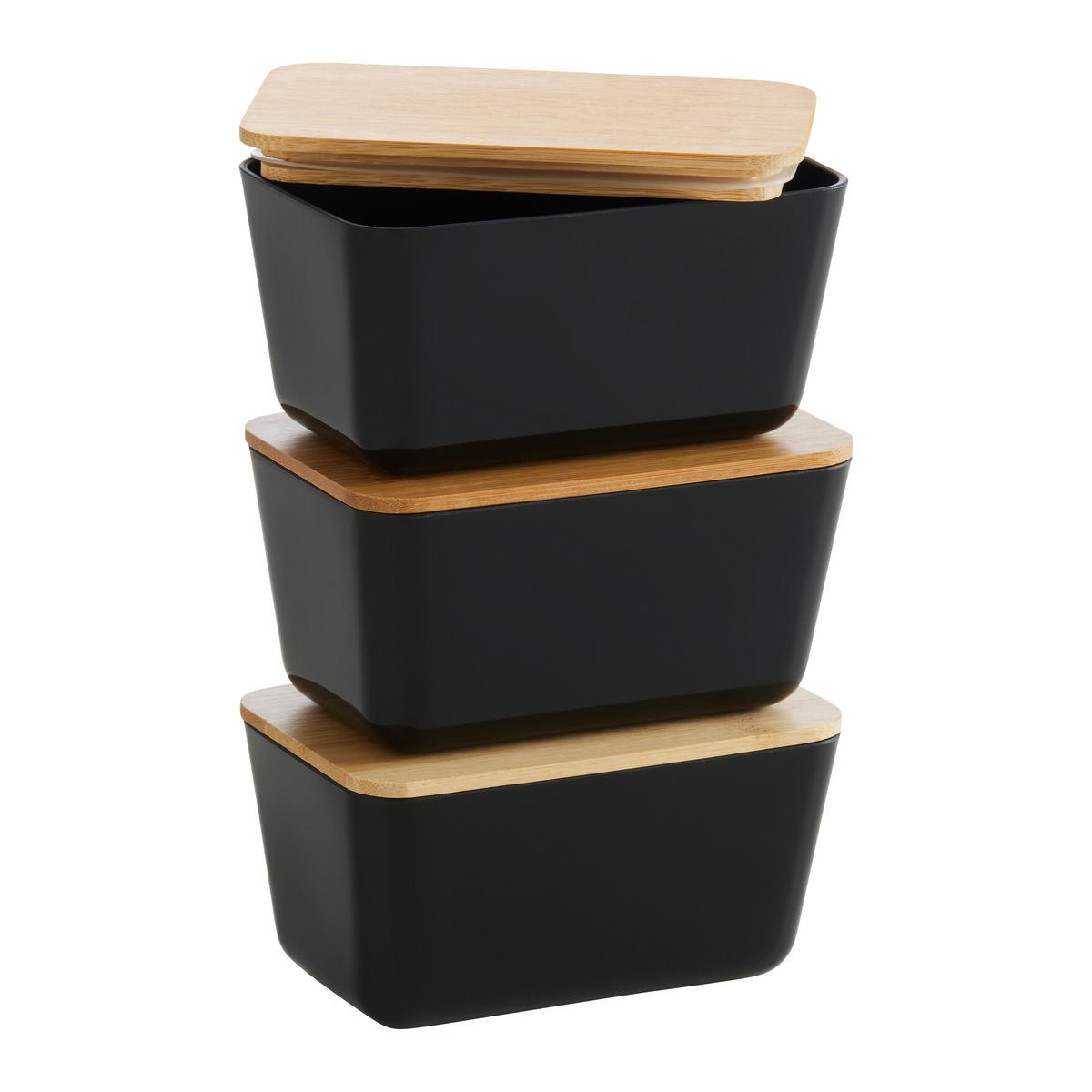 Dóza na potraviny MAGNUS - černá/světle hnědá, Moderní, plast/přírodní materiály (13/8/6,6cm) - Mömax