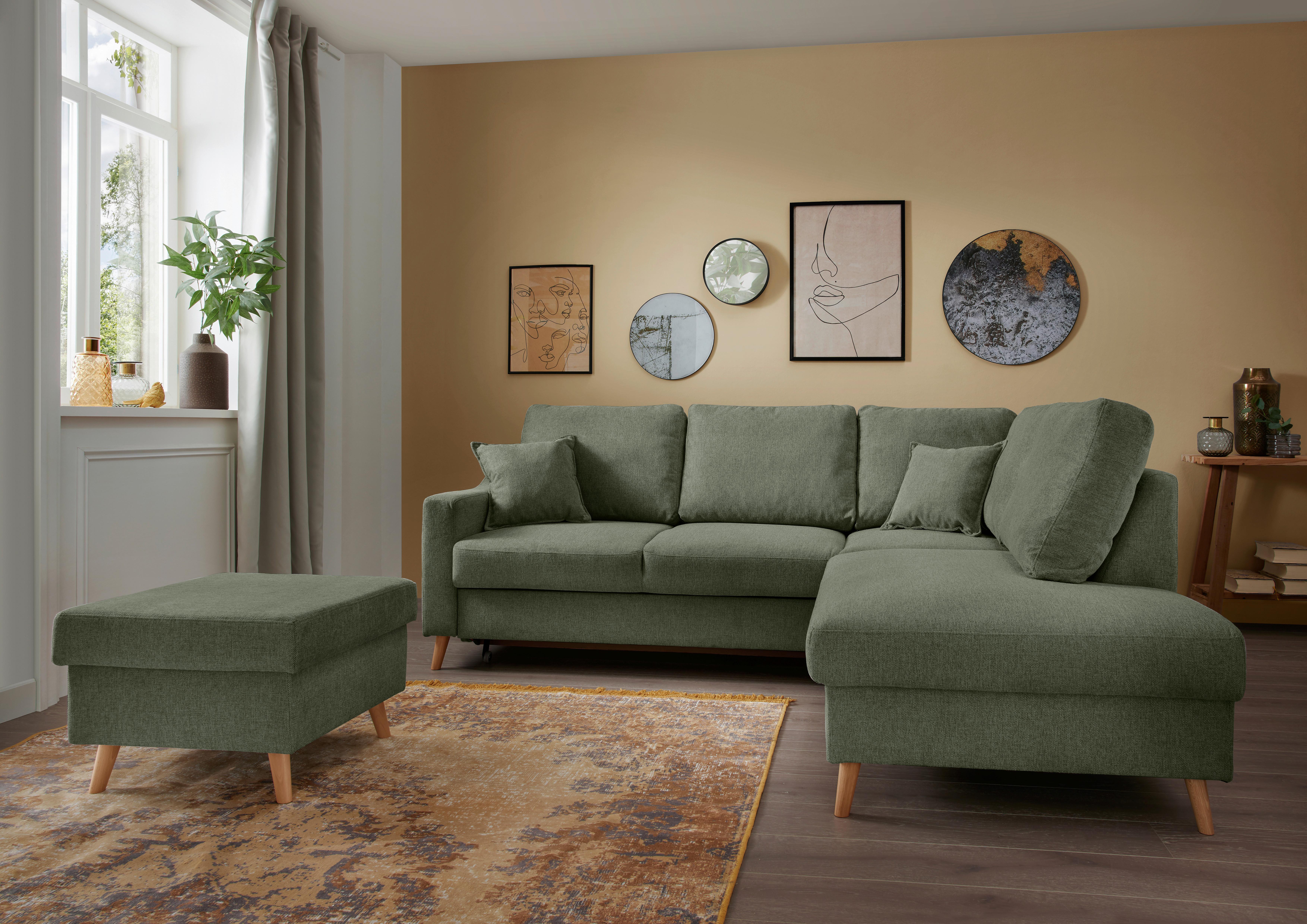 Ecksofa Valentina Dunkelgrün S: 230x200 Cm - Dunkelgrün/Naturfarben, MODERN, Textil (230/200cm) - Livetastic
