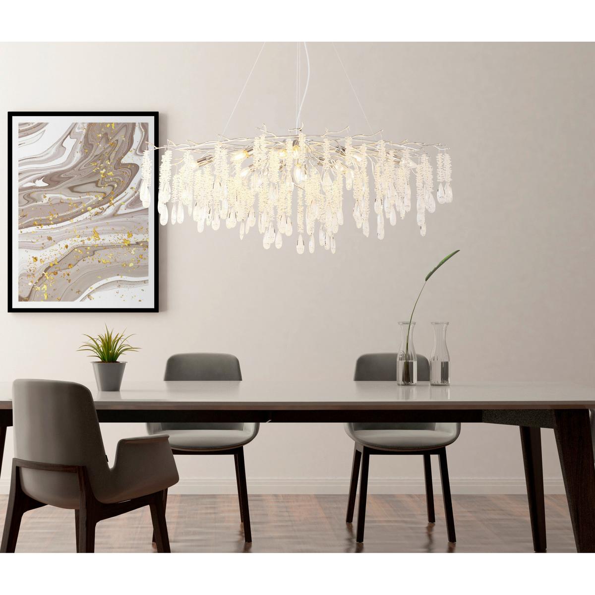 Hängeleuchte Exkl. 12xe14, 40w - Klar/Silberfarben, KONVENTIONELL, Glas/Kunststoff (120/50/120cm)