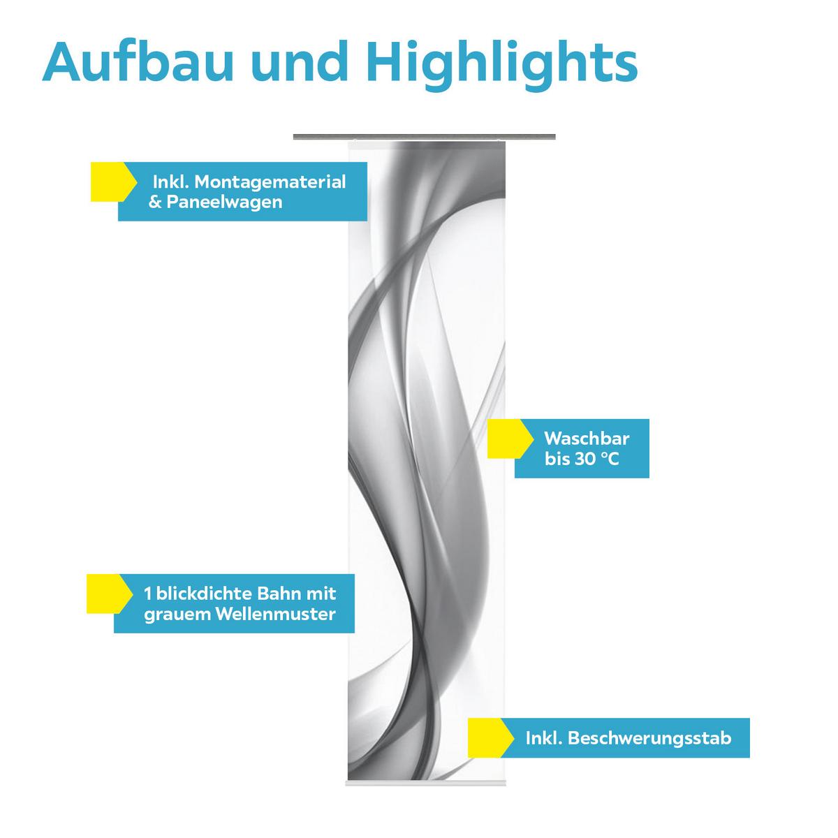 Vorhang mit Paneelwagen Redfield B: 60cm, Grau - Grau, Basics, Textil (60/245cm)