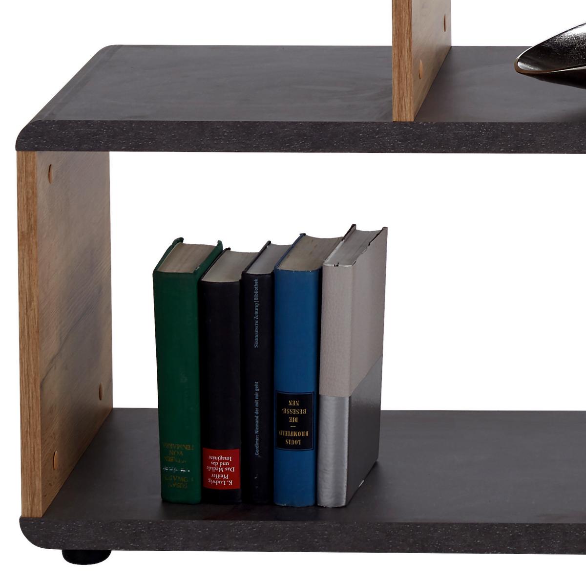 Regal Fontana B 138,5cm, Betonoptik/eiche Dekor - Eiche Wotan, MODERN (139/148/35cm)