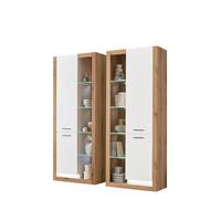 Wohnwand Brixen Weiß/Eichefarben B: 180cm - Eichefarben/Weiß, Design, Glas/Holzwerkstoff (180/195/37cm) - MID.YOU
