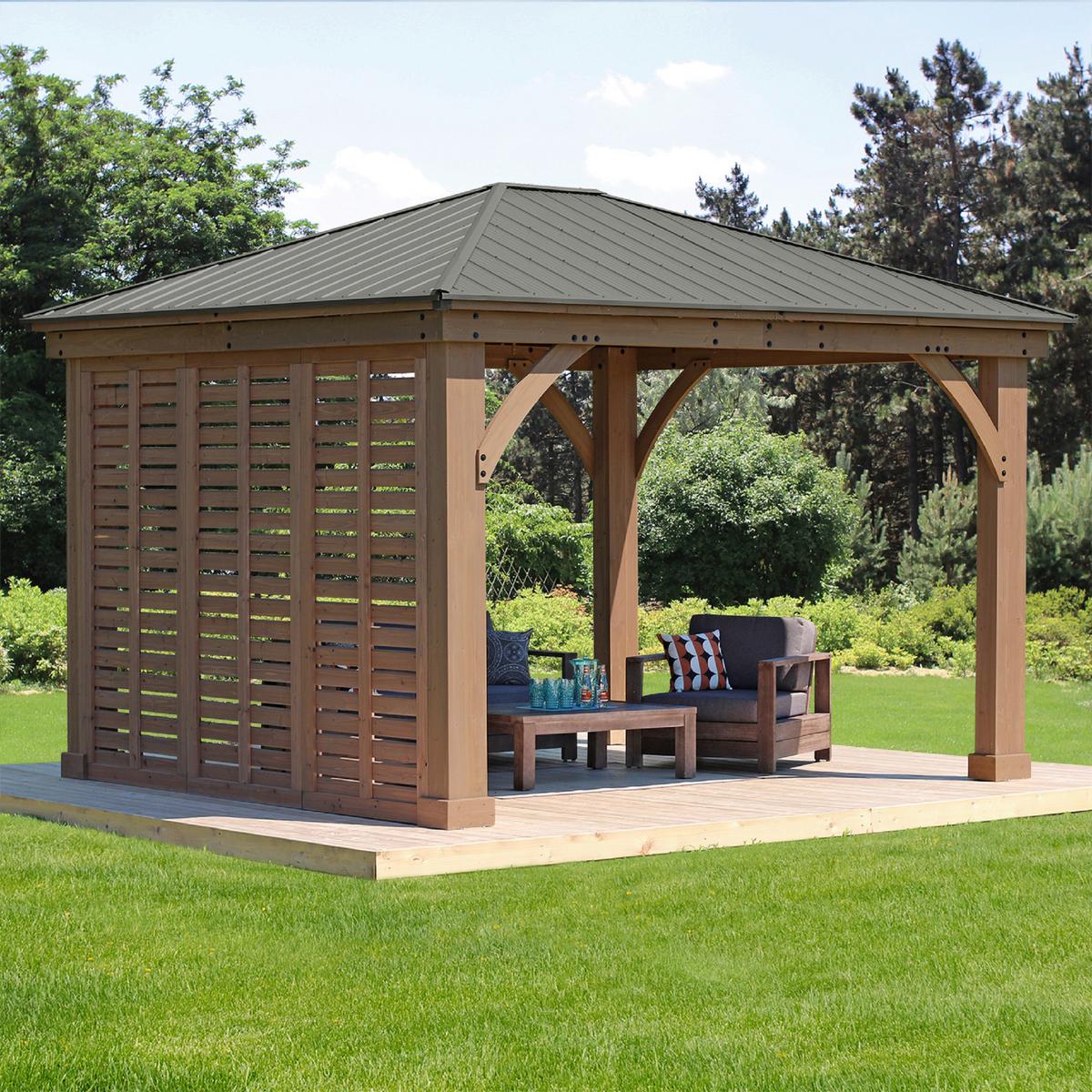 Pavillon-seitenteil 322,6x226,7 Cm Wetterfest - Naturfarben, Basics, Holz (322,6/226,7/7,6cm)