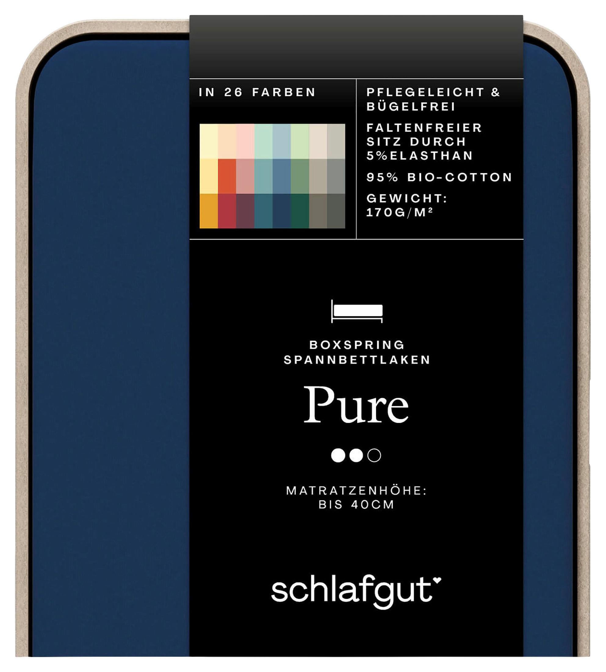 Boxspring-spannleintuch Pure Boxspring - Dunkelblau, Basics, Textil (90-100/190-220cm) - Schlafgut