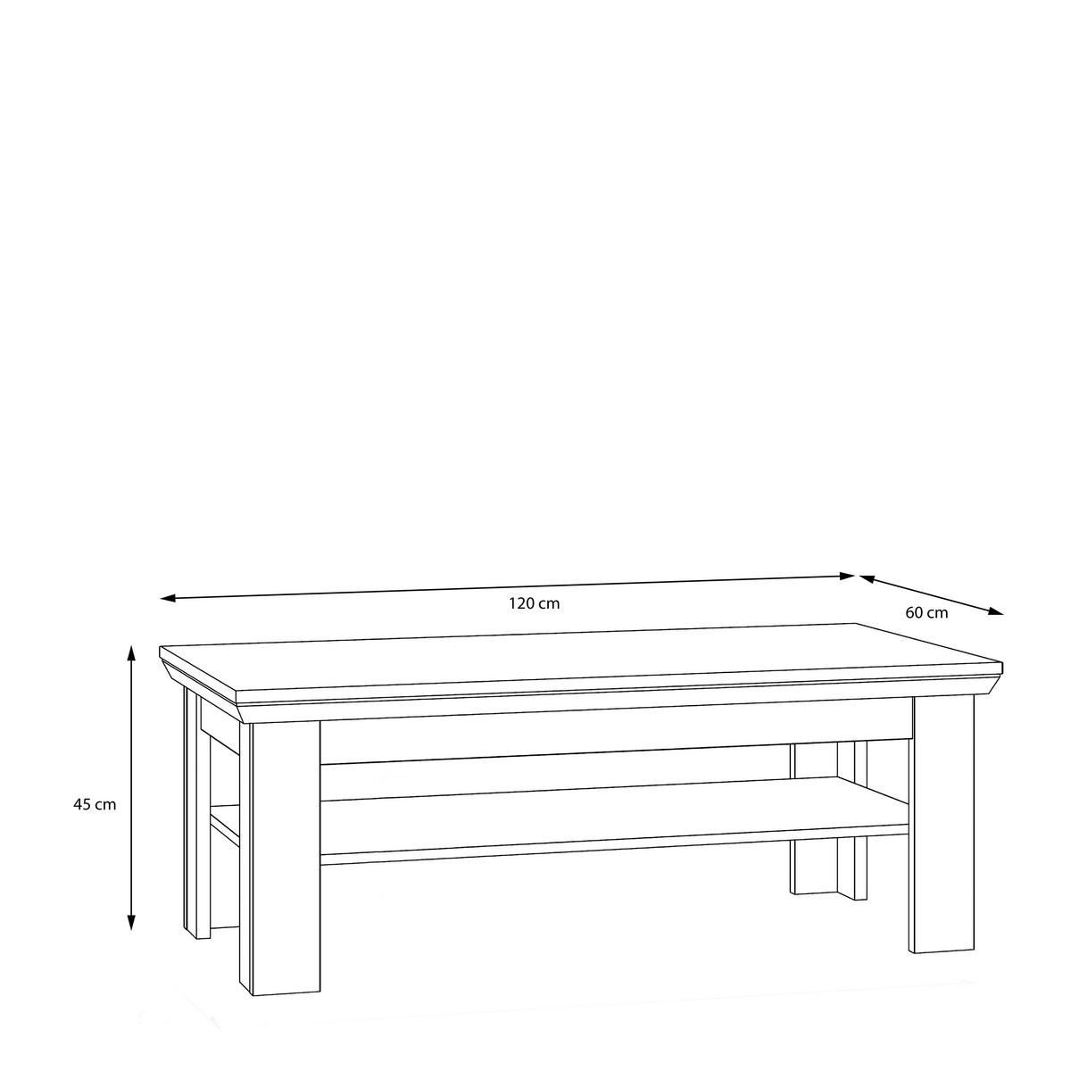 KONFERENČNÝ STOLÍK CANNES - farba duba, Romantik / Landhaus, kov/kompozitné drevo (120/45/60cm)