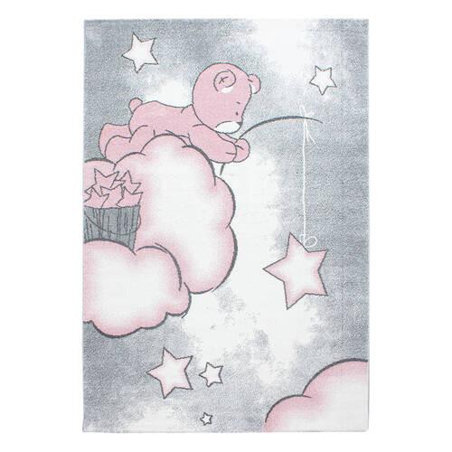 Kinderteppich Bär Grau/Weiß/Pink Kids 160x230 cm - Pink/Weiß, Trend, Textil (160/230cm)