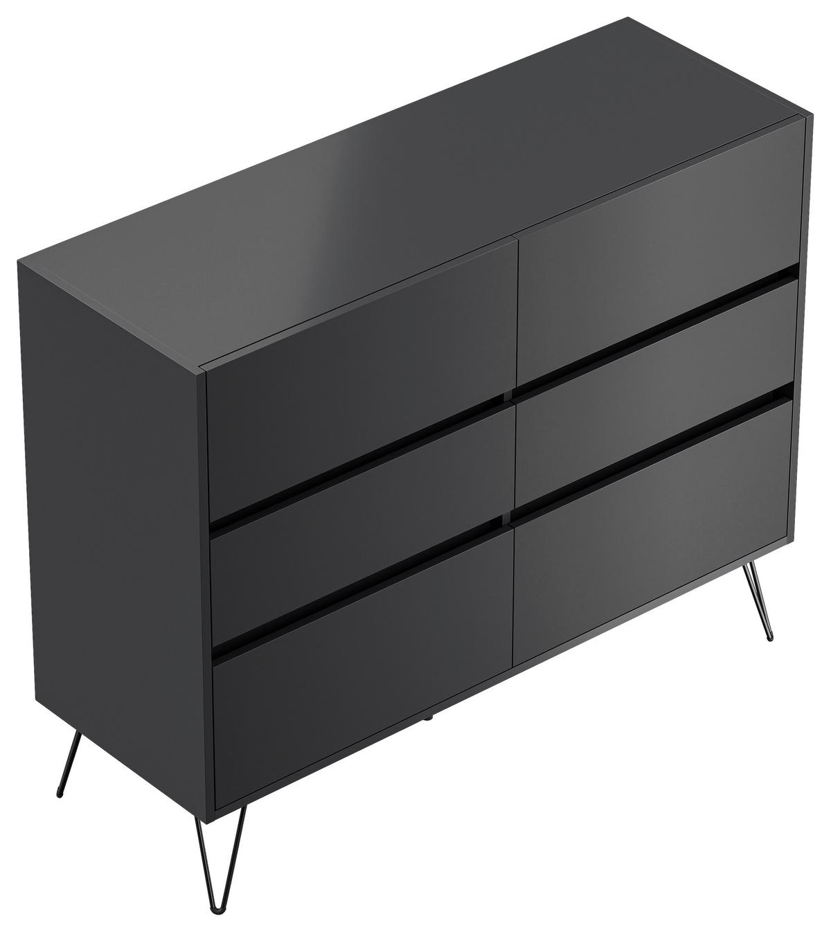 Sideboard Posseik Industrial Graphitfarben B: 120 cm - Schwarz/Graphitfarben, Design, Holzwerkstoff (120/93,6/42cm) - P & B