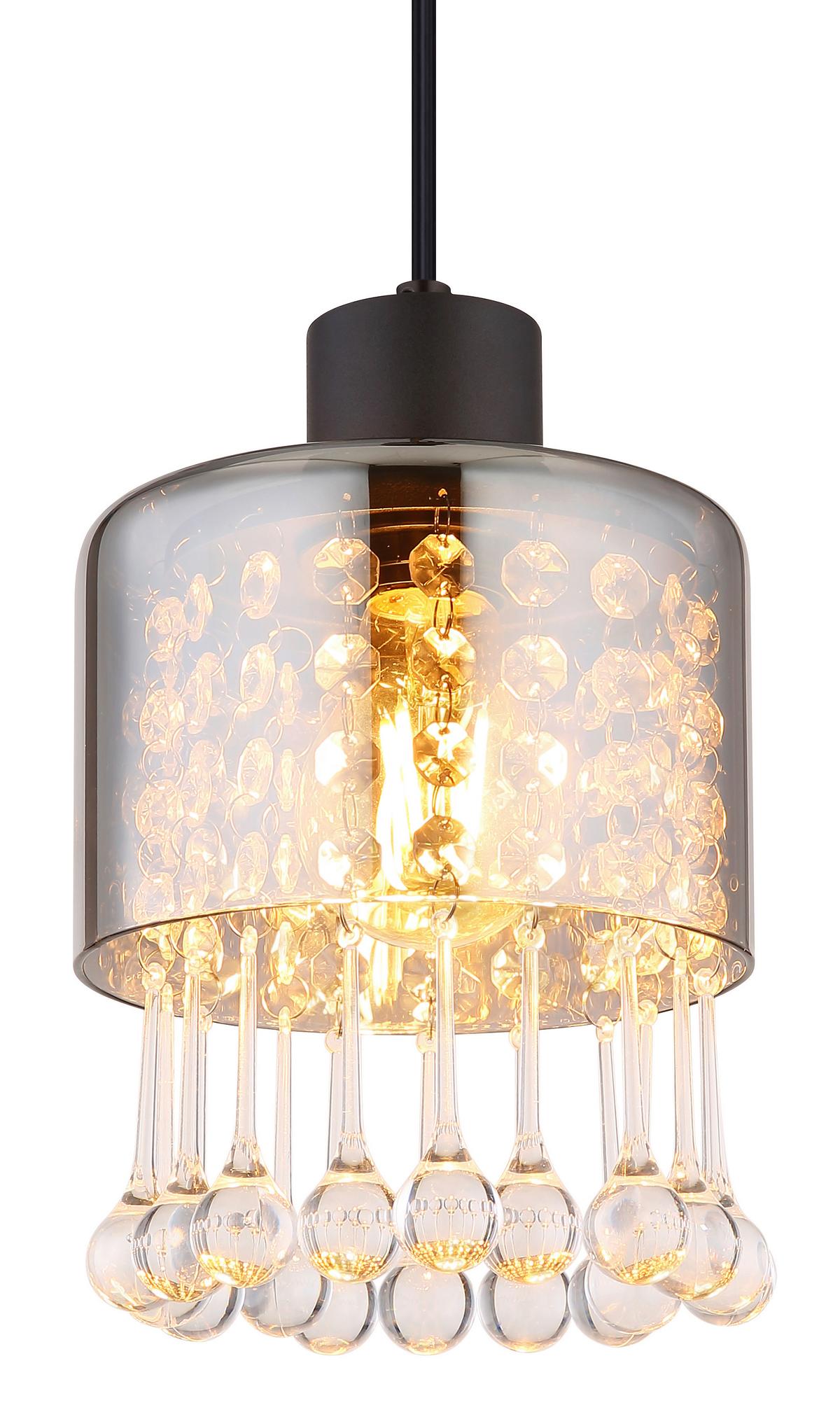 Hängeleuchte 15884h - Klar/Schwarz, KONVENTIONELL, Glas/Kunststoff (15/120cm) - Globo