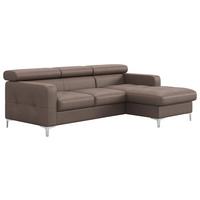 Ecksofa mit Schlaffunktion Sammy Hellbraun Leder - Chromfarben/Hellbraun, Design, Leder (227/168cm) - Livetastic