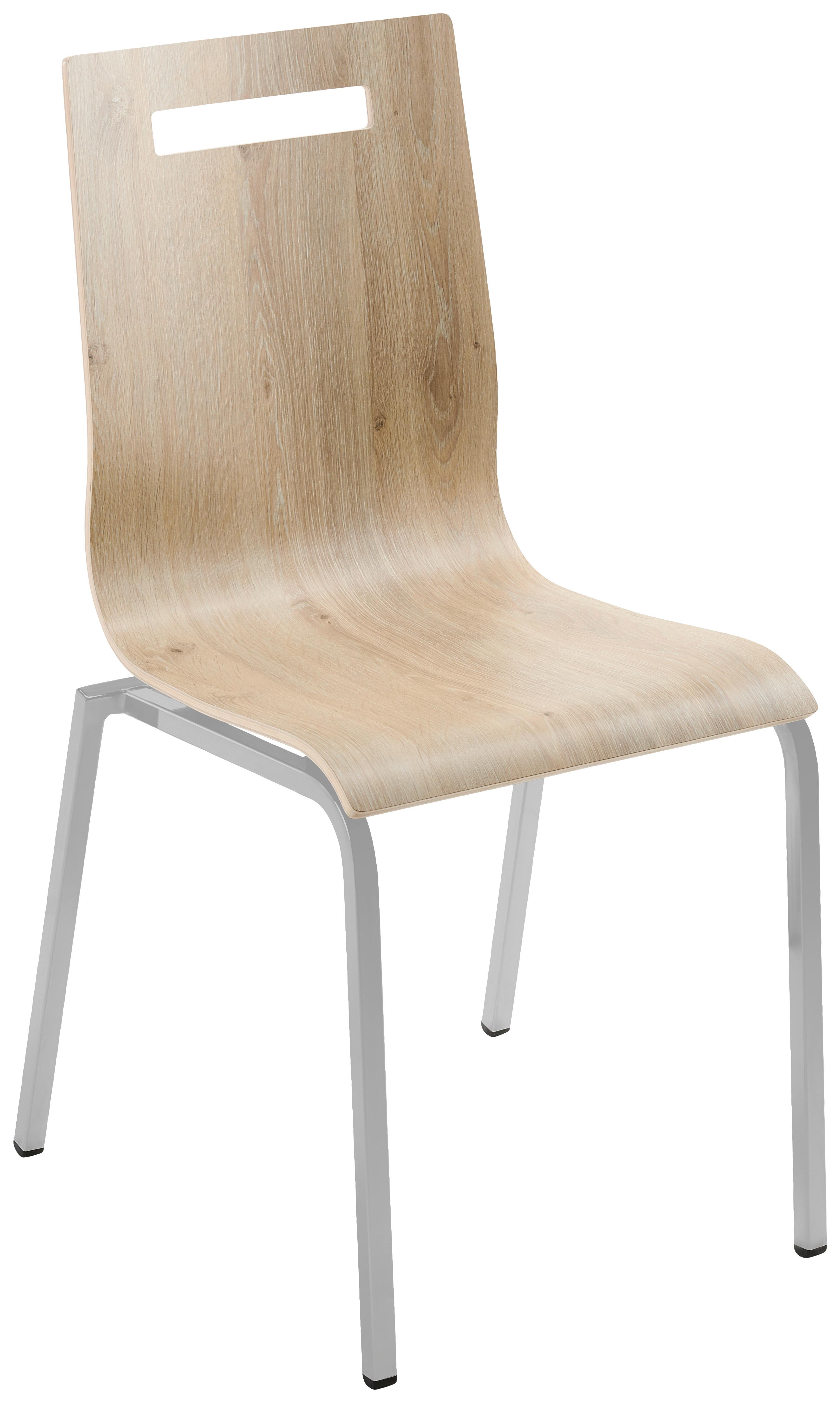 Besucherstuhl My Life Eiche teilmassiv - Eichefarben/Silberfarben, Basics, Holz/Metall (48/87/55cm) - MID.YOU