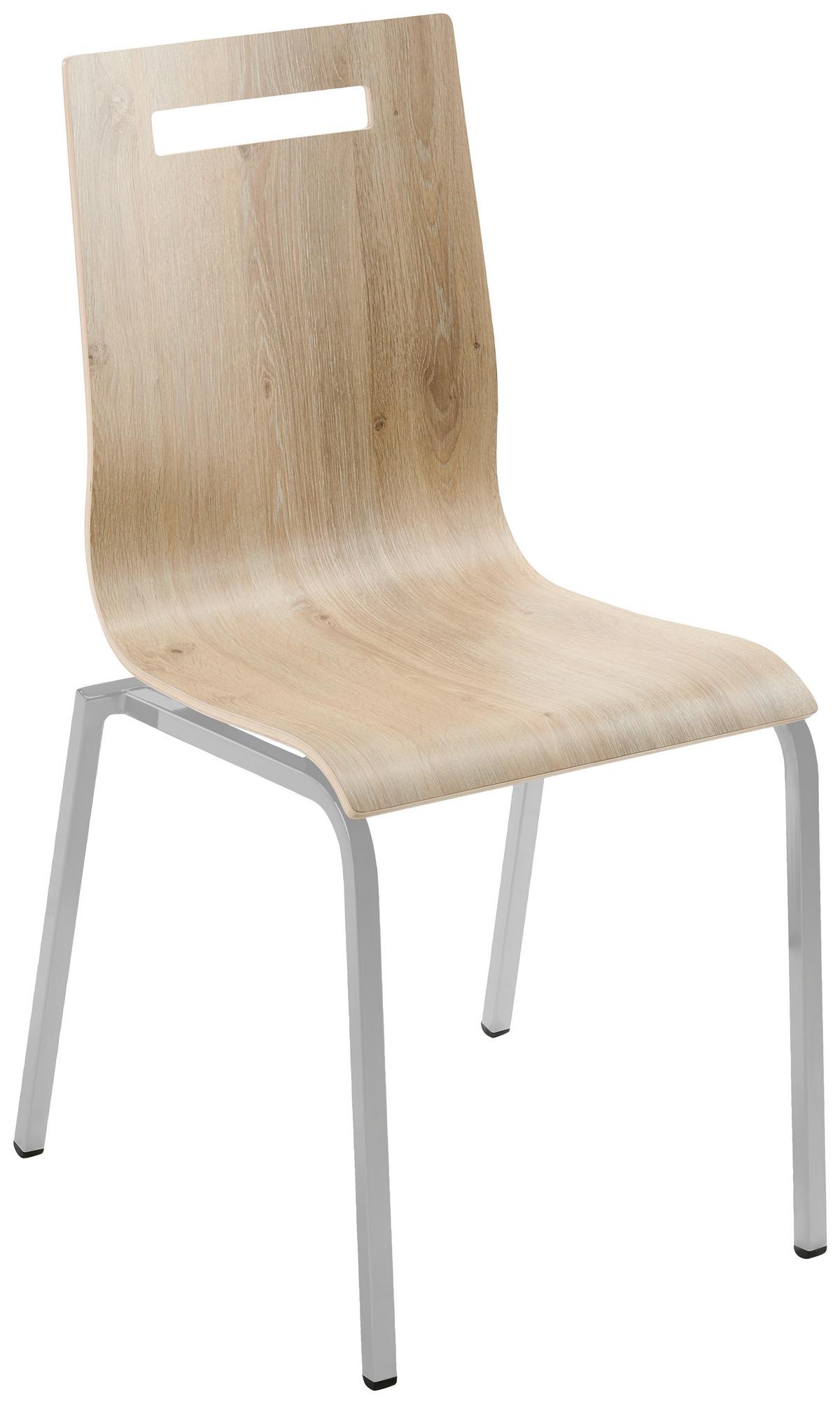 Besucherstuhl My Life Eiche teilmassiv - Eichefarben/Silberfarben, Basics, Holz/Metall (48/87/55cm) - MID.YOU