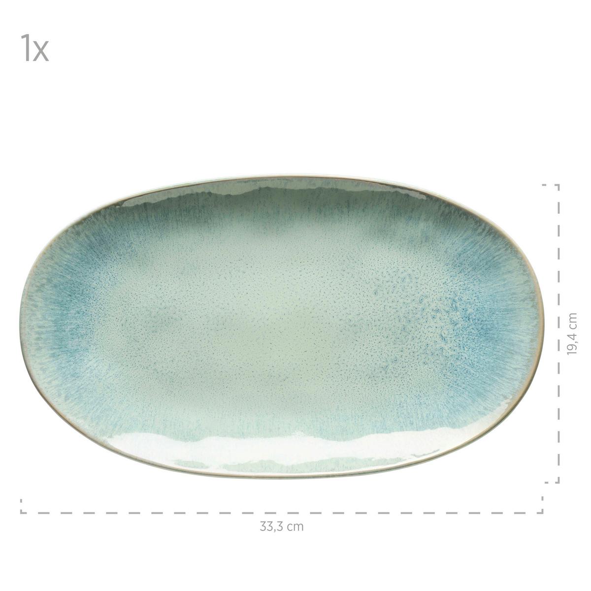 Servierplatte Aus Steinzeug Frozen 3-Tlg. Grün - Grün, Basics, Keramik (39/24,5/10cm) - Mäser