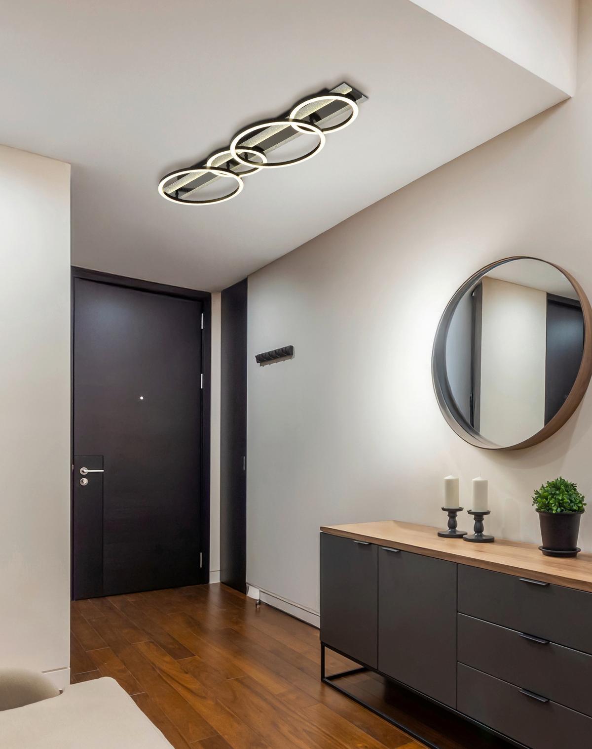 LED-Deckenleuchte 4000k., 55w - Silberfarben/Schwarzchrom, Design, Kunststoff/Metall (86,2/30/8,8cm) - Globo