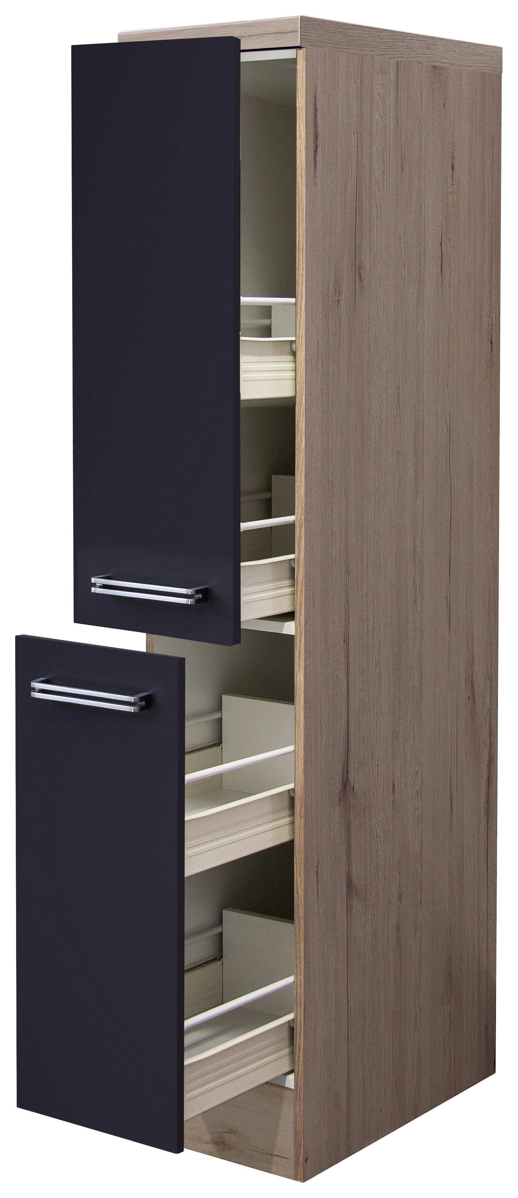 POTRAVINOVÁ SKŘÍŇ MILANO - barvy dubu/antracitová, Moderní, kov/kompozitní dřevo (30/162/57cm)