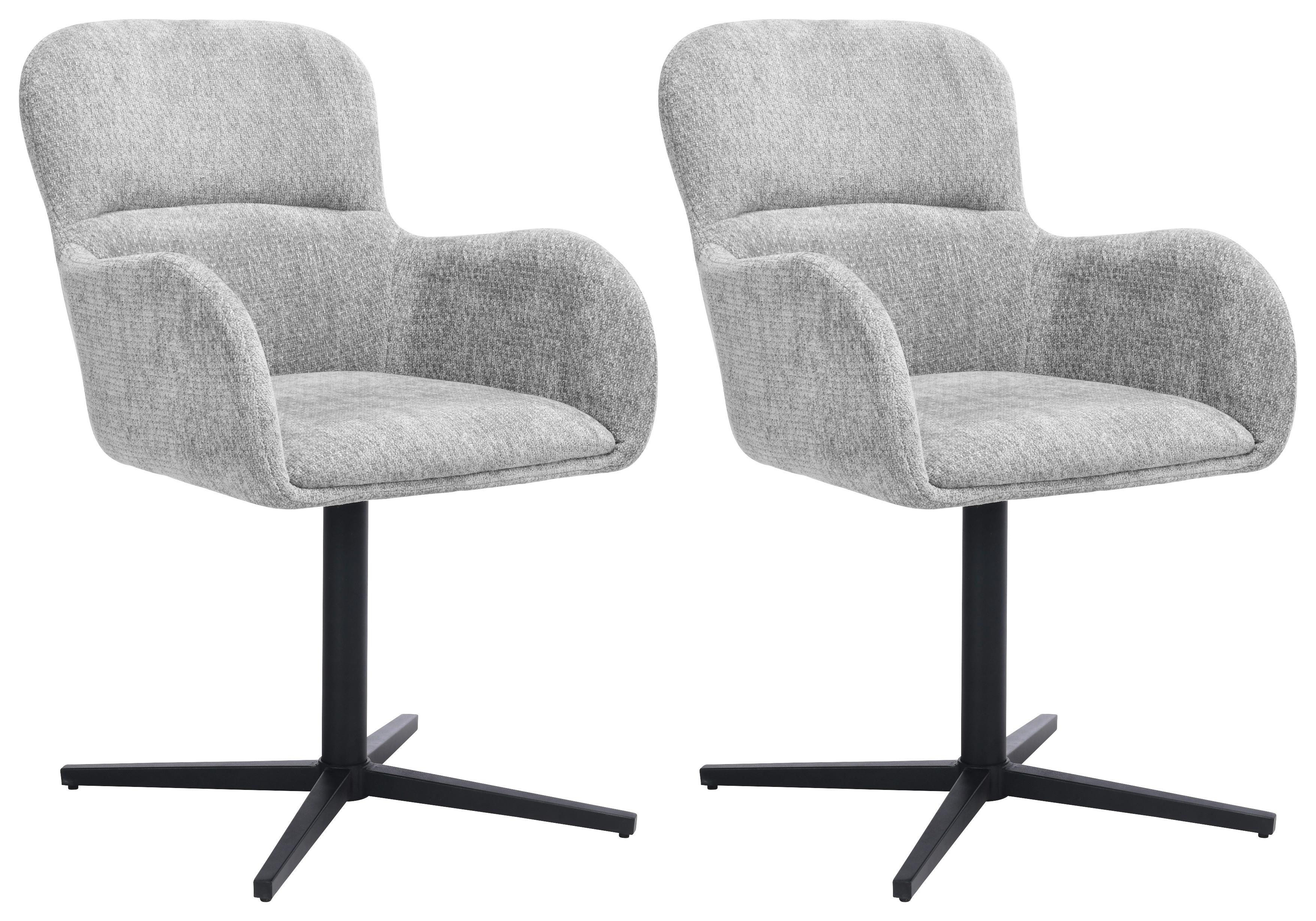Armlehnstuhl-Set Amber - Schwarz/Grau, MODERN, Holz/Textil (56/90/61cm) - Livetastic