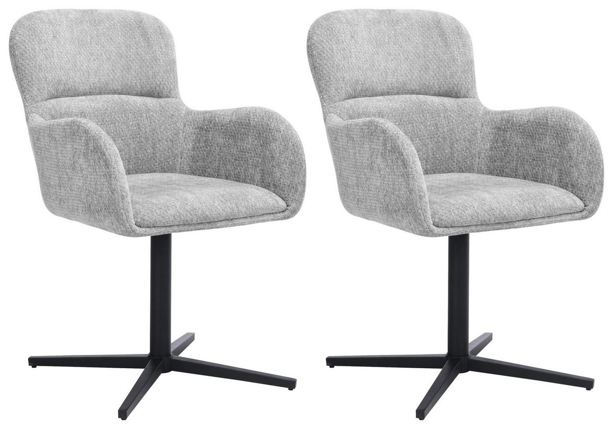 Armlehnstuhl-set Amber - Schwarz/Grau, MODERN, Holz/Textil (56/90/61cm) - Livetastic