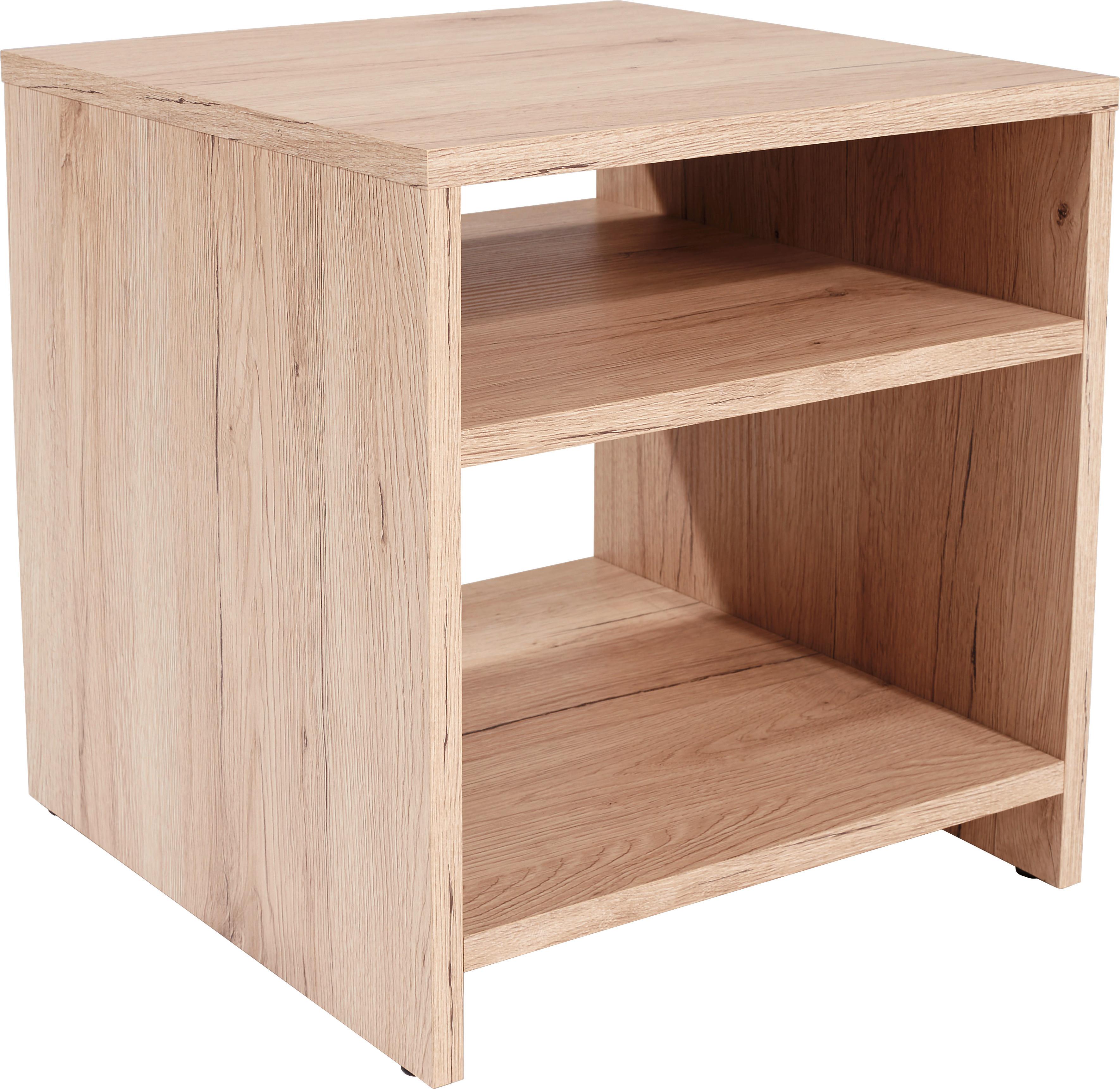 Beistelltisch 2 Ablagefächer Luca, San Remo Eiche Dekor - Eichefarben, MODERN, Holzwerkstoff (40/40/37cm)