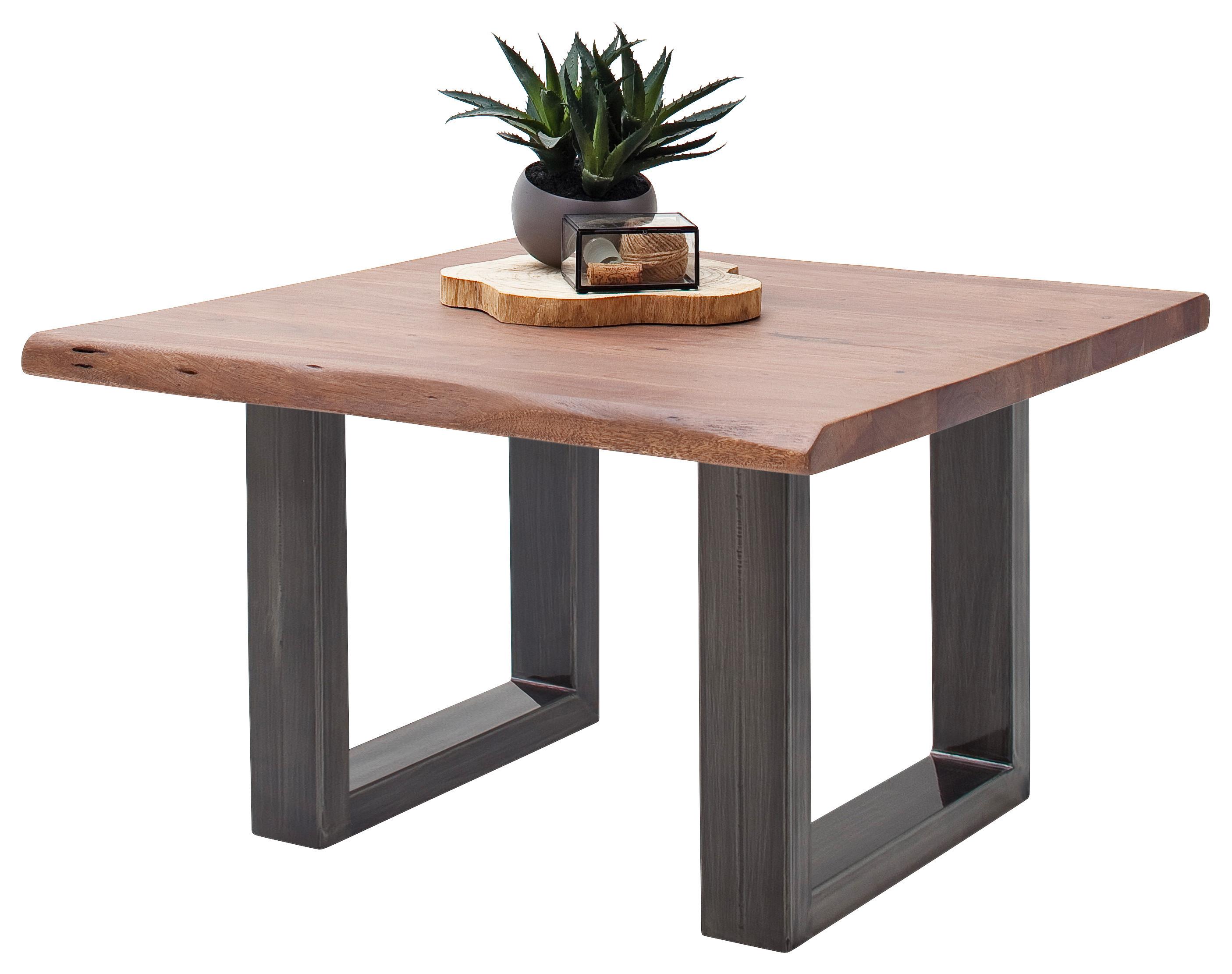 Couchtisch Holz mit Massiver Tischplatte Cartagena, Akazie - Walnussfarben/Nickelfarben, MODERN, Holz/Metall (75/45/75cm)