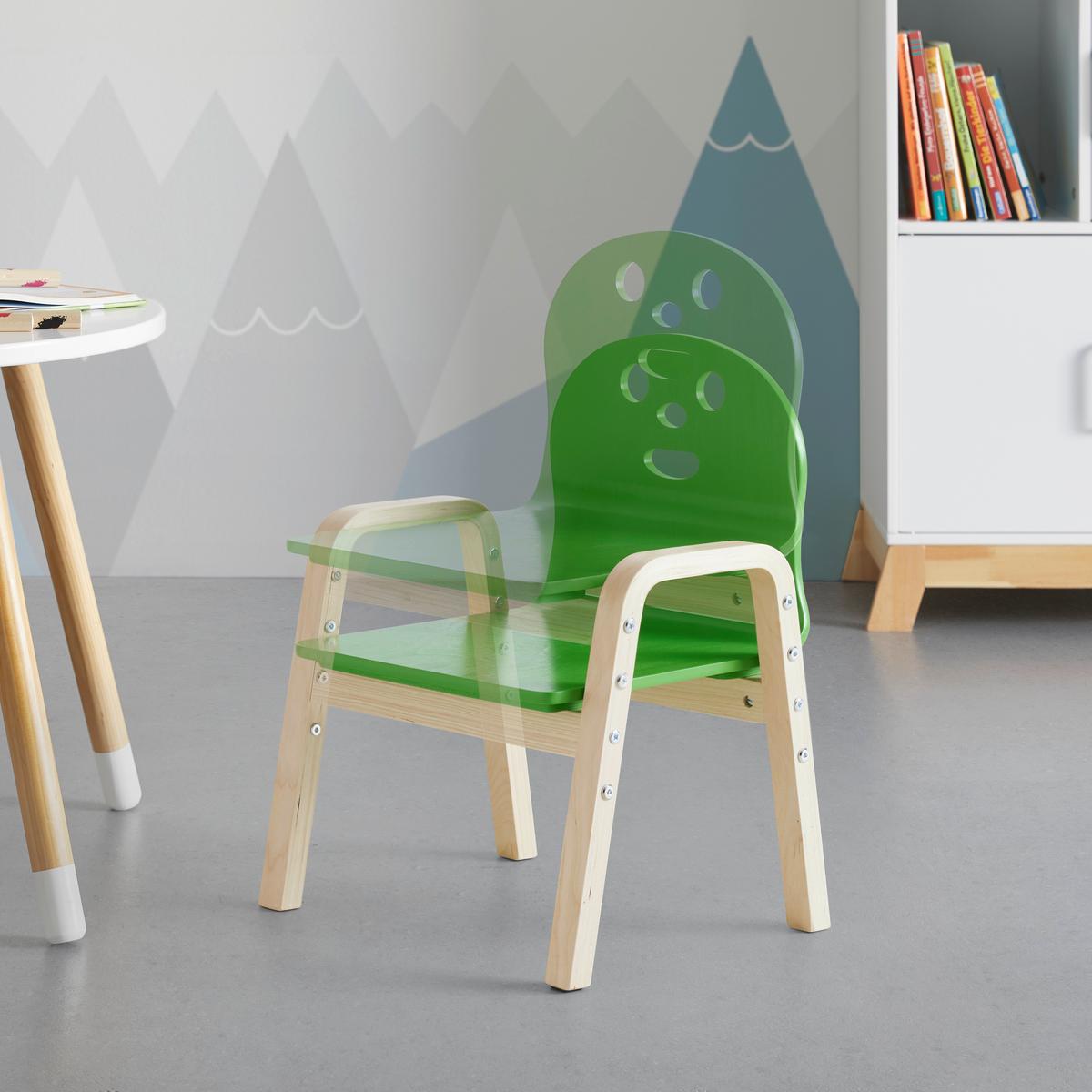 DĚTSKÁ ŽIDLE SMILE - zelená/přírodní barvy, kompozitní dřevo (39/52/35cm)