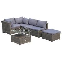 Loungegarnitur 14-tlg Malaga Grau - Grau, KONVENTIONELL, Glas/Kunststoff (190/40/181cm) - Gardenson
