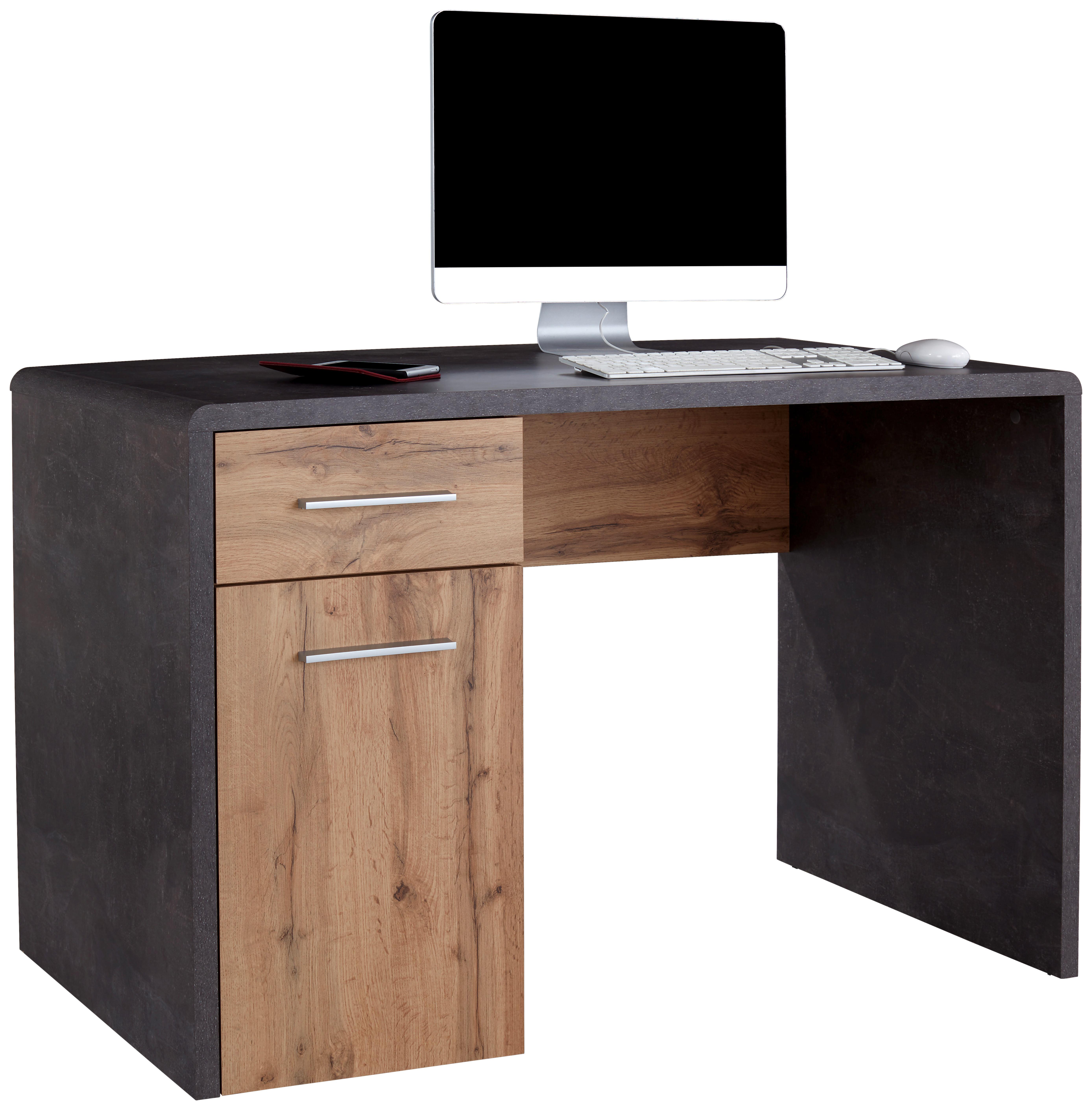 Schreibtisch mit Stauraum B 120cm H 75,5cm Fontana New - Eichefarben/Dunkelgrau, MODERN, Holzwerkstoff (120/75,5/60cm)