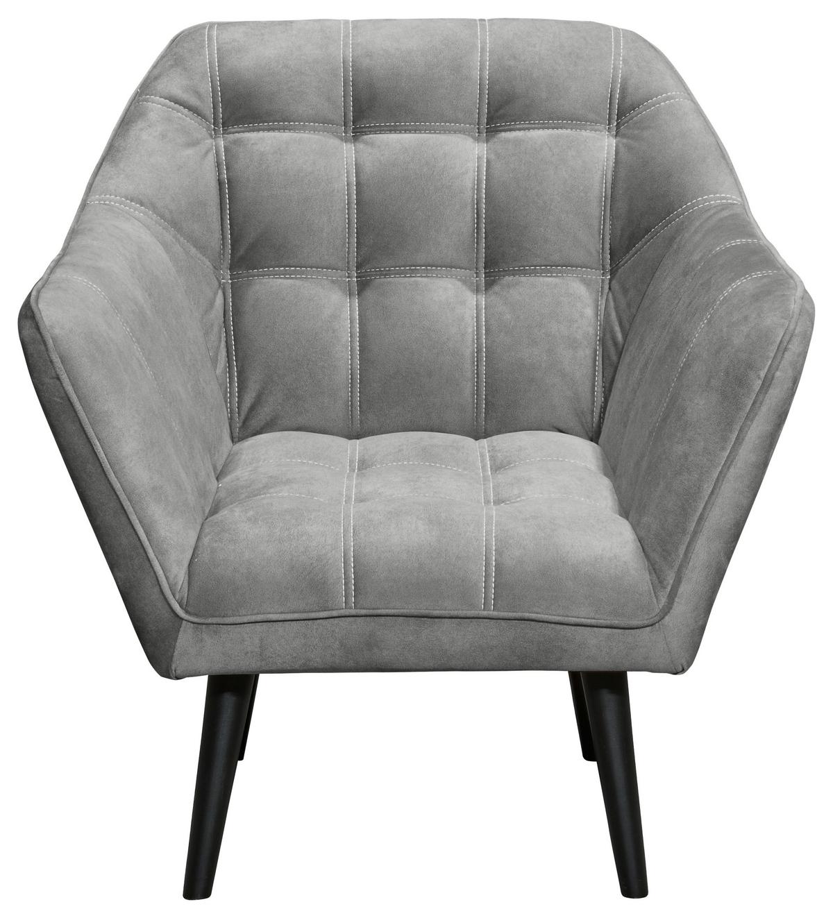 Polstersessel mit Armlehnen Max Stoffbezug Grau - Schwarz/Grau, MODERN, Holzwerkstoff/Textil (84/87/70cm) - MID.YOU