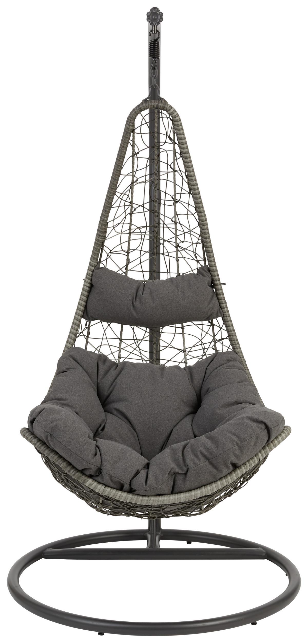 Függőfotel Kim - fekete/szürke, Modern, műanyag/textil (100/199/100cm) - Luca Bessoni