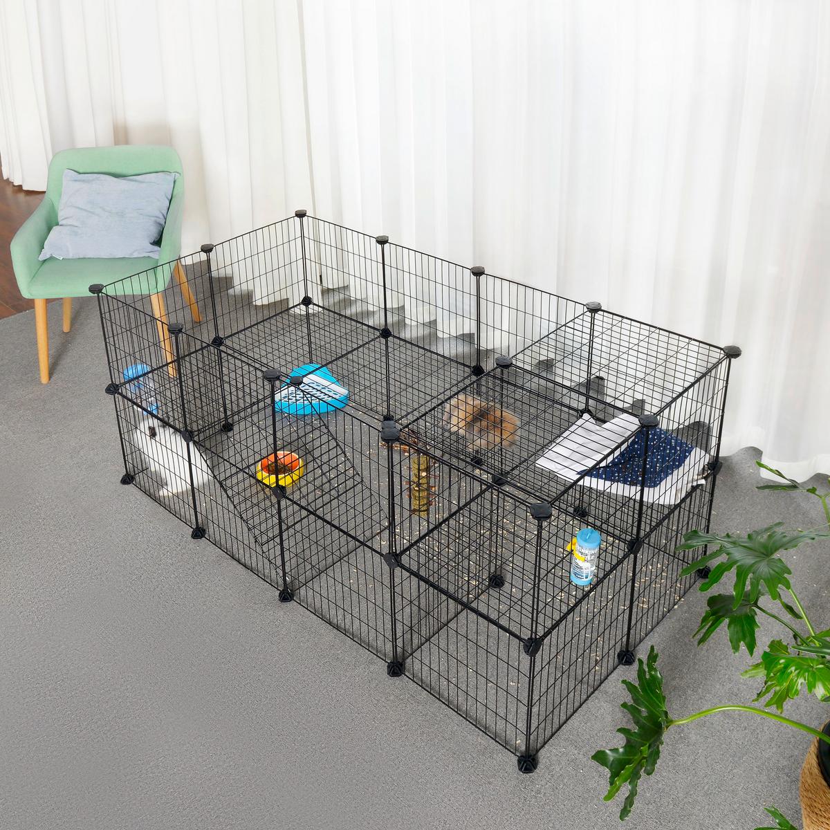 Heimtiergehege Schwarz B: 143 Cm - Schwarz, Basics, Kunststoff/Metall (143/71/73cm)