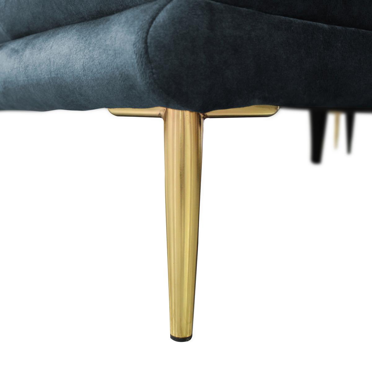 Ecksofa Whisper Blau S: 196x264 cm - Blau/Goldfarben, Design, Textil (196/264cm) - MID.YOU