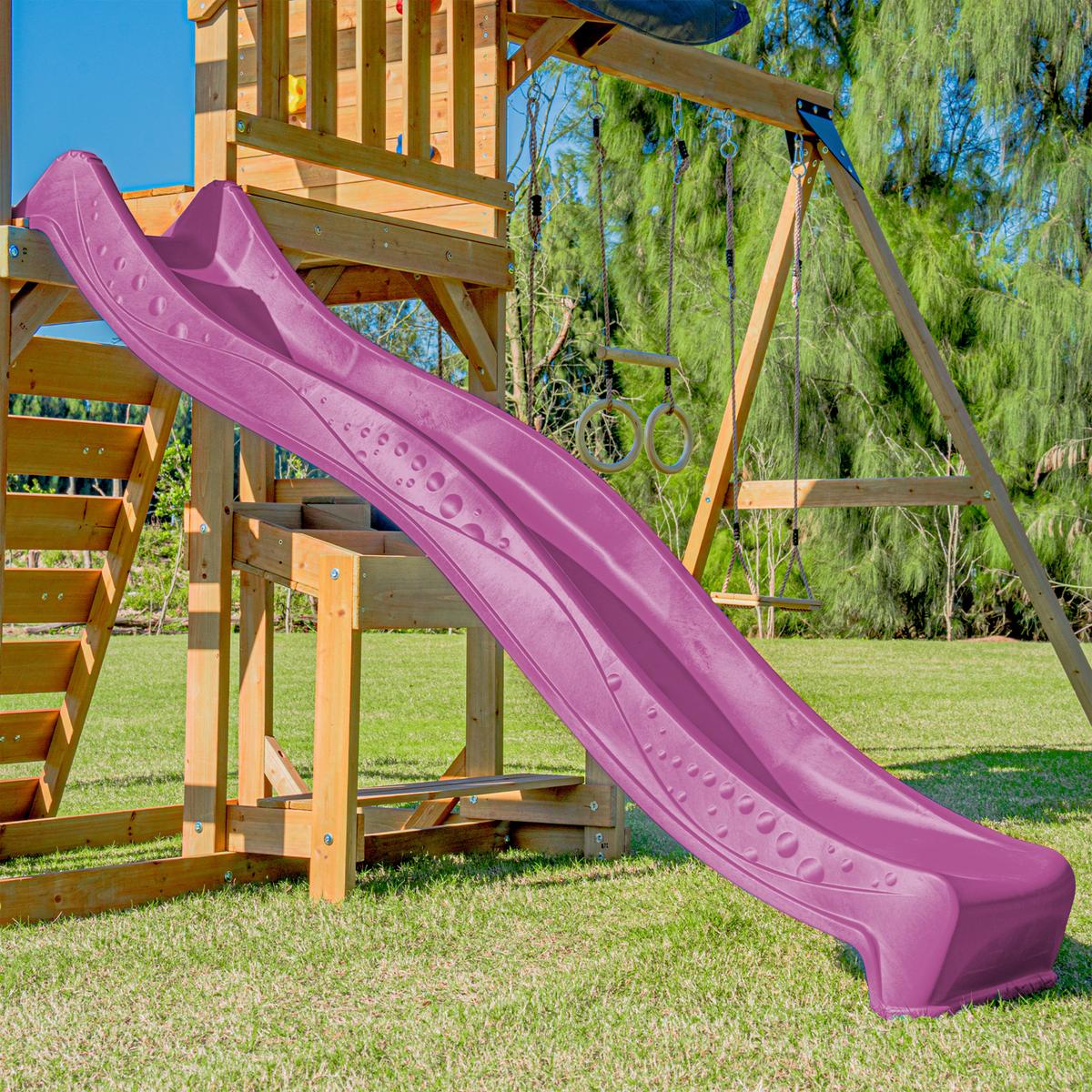 Spielturm mit Rutsche Lila - Anthrazit/Lila, Basics, Holz/Kunststoff (482/500/338cm) - Ambia Garden