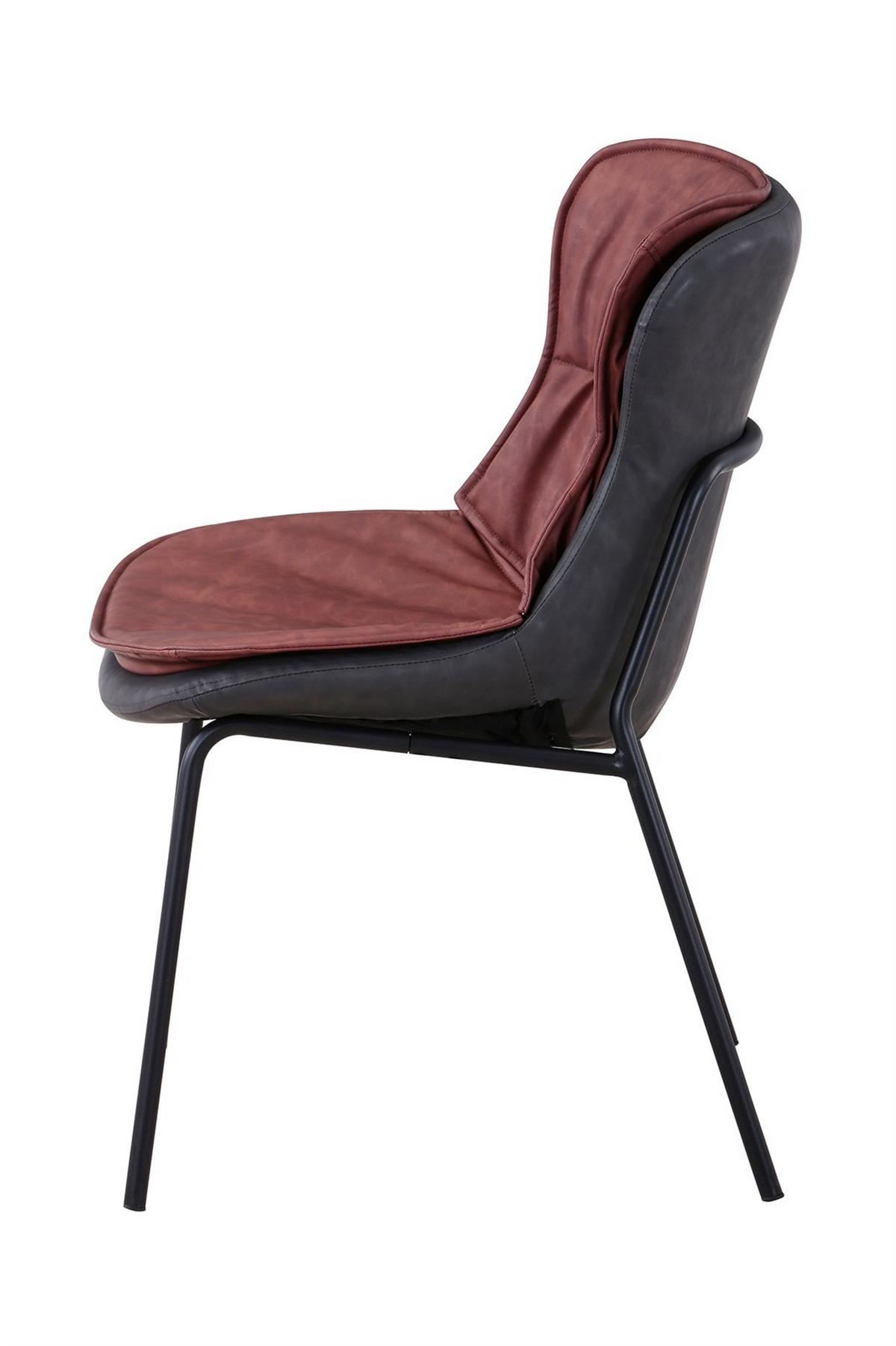 Stuhl Brady 200 Rotbraun - Rotbraun/Schwarz, Design, Textil/Metall (54/84/64cm) - Kayoom