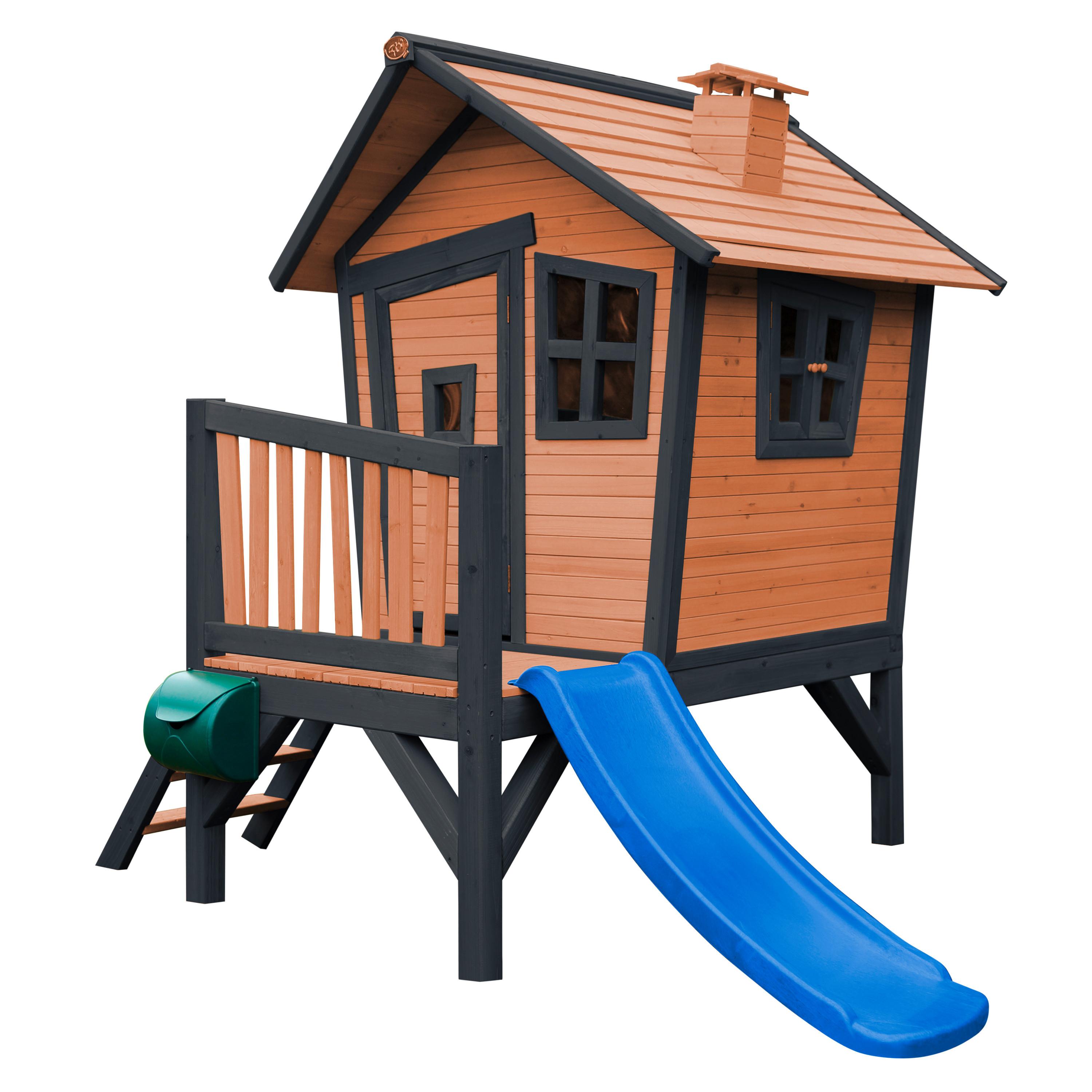 Spielhaus Natur/Blau L: 177 B: 264 H: 203 - Blau/Anthrazit, LIFESTYLE, Holz/Kunststoff (177/264/203cm)
