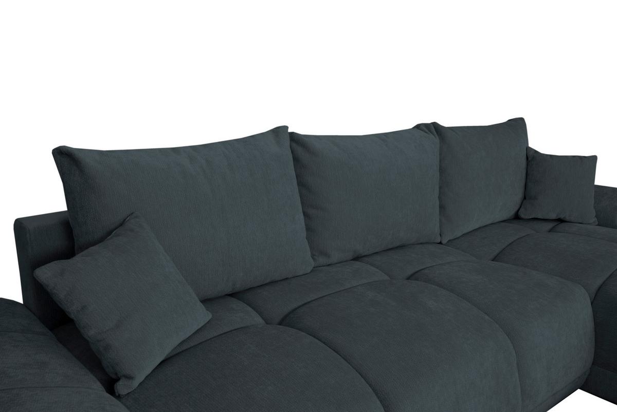 Rohová sedačka BONN, oboustranná, grafitová žinylka - černá/barvy grafitu, Moderní, textil/plast (296/182cm)