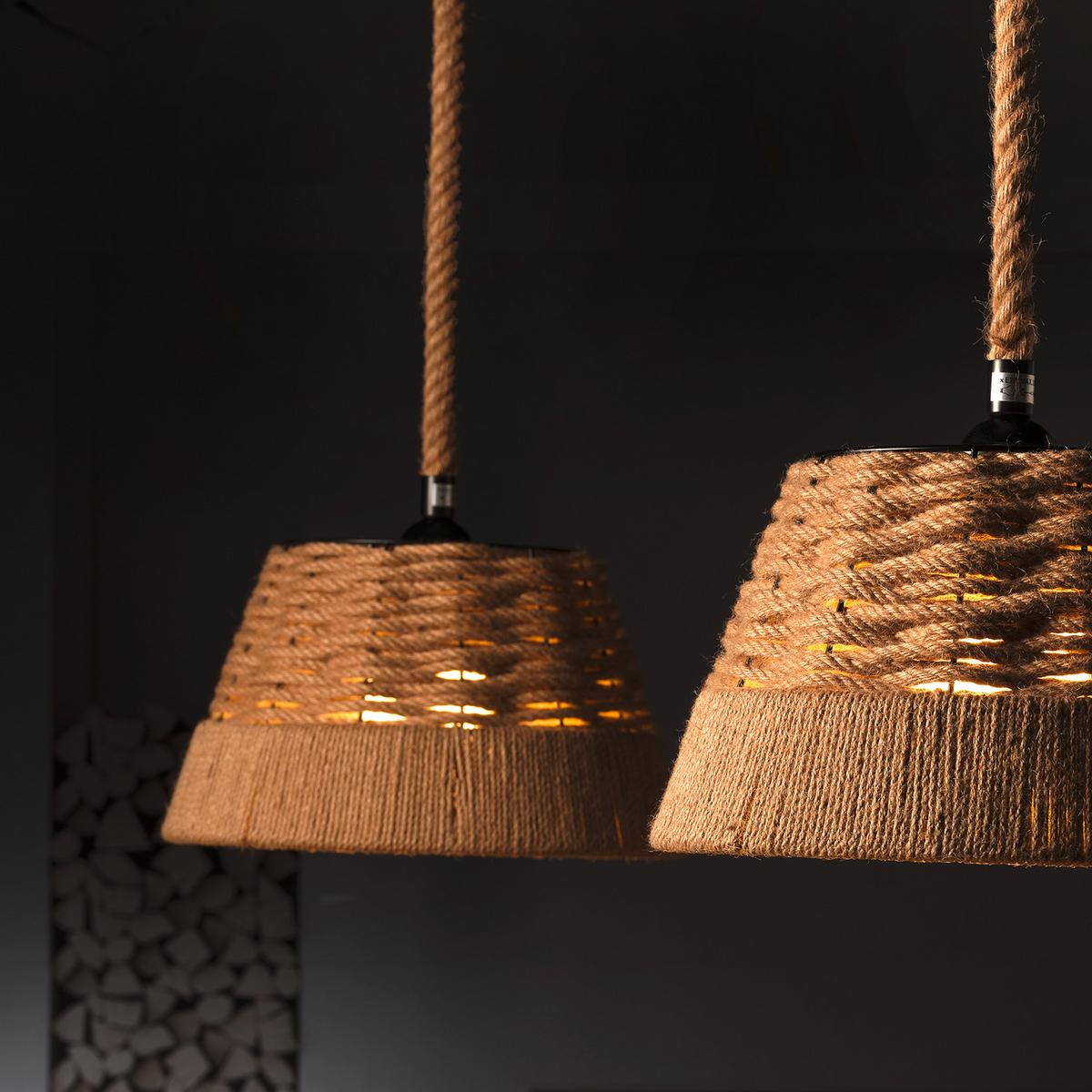 Hängeleuchte 1732/S - Beige, Natur, Naturmaterialien/Textil (36/136cm)