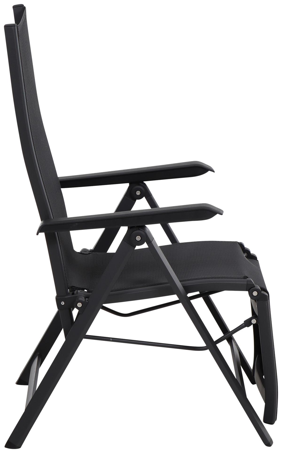 Gartensessel Klappbar Tesoro Metall/textil - Anthrazit/Schwarz, KONVENTIONELL, Kunststoff/Textil (61/111/72cm) - Siena Garden