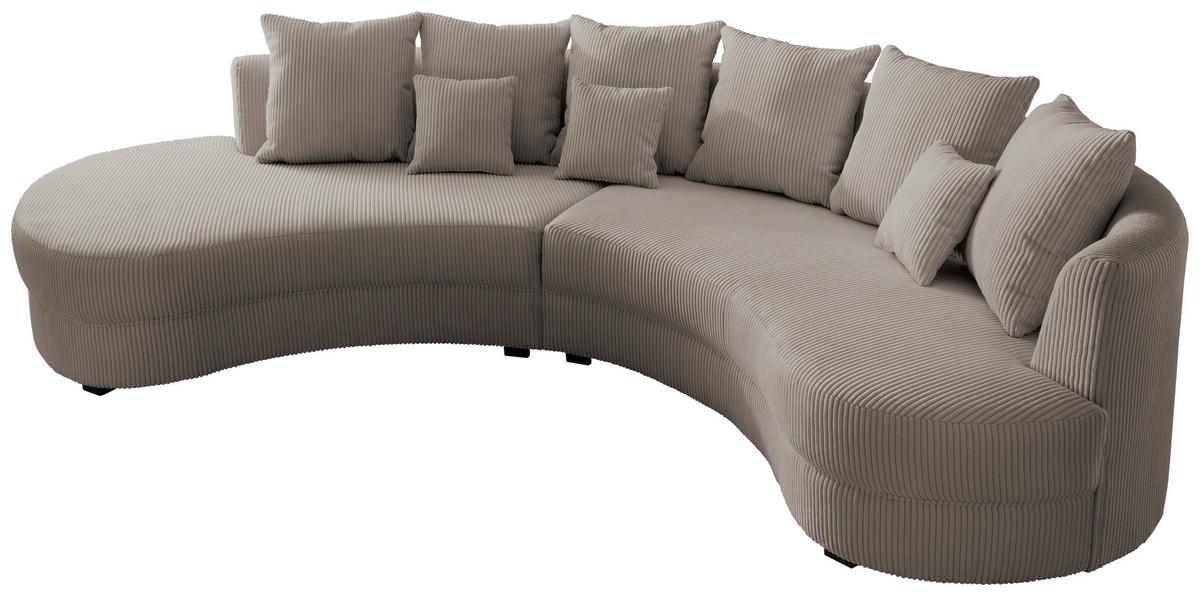Wohnlandschaft Limoncello Graubraun S: 160/300 Cm - Graubraun/Schwarz, Design, Textil (160/300cm) - Livetastic