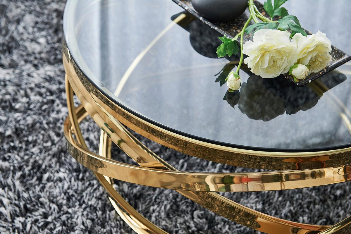 Couchtisch Grau, Goldfarben L: 80 Cm - Goldfarben/Grau, Design, Glas/Metall (80/80/42cm) - Livetastic