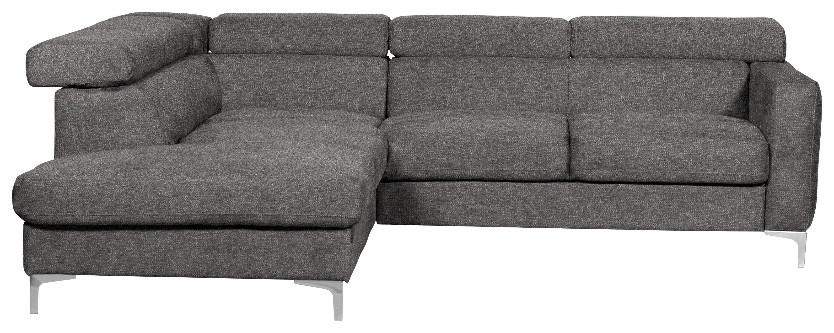 Ecksofa Sammy Graubraun - Chromfarben/Graubraun, Design, Textil (207/242cm) - Livetastic