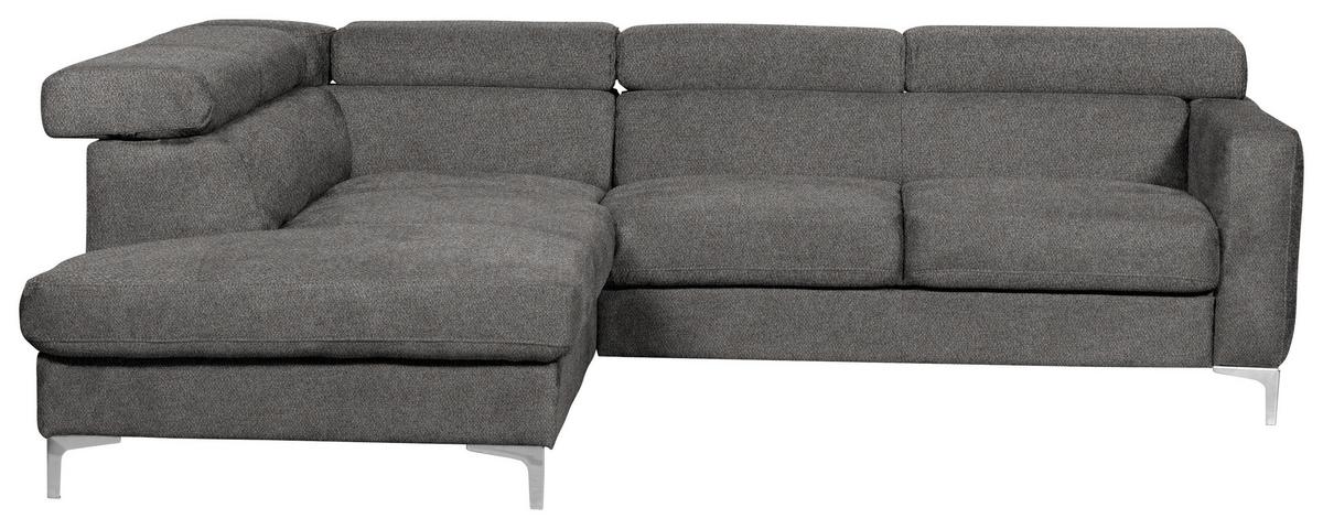 Ecksofa Sammy Graubraun - Chromfarben/Graubraun, Design, Textil (207/242cm) - Livetastic