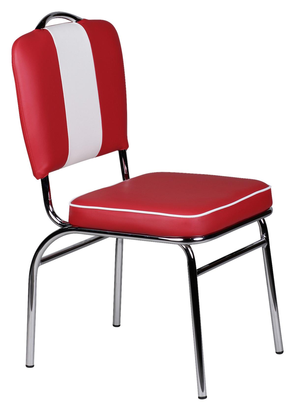 Retro židle Elivis bílá/červená - bílá/barvy stříbra, Moderní, kov/plast (47/90/45cm) - MID.YOU
