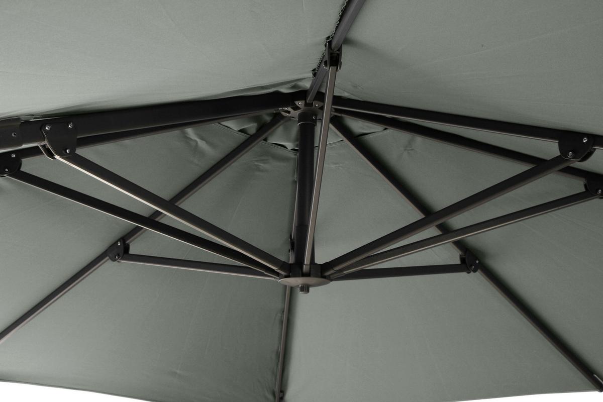 Ampelschirm Sunset N+ Ø 350 H: 252 cm Anthrazit/Olivgrün - Anthrazit/Olivgrün, KONVENTIONELL, Textil/Metall (350/350cm) - Siena Garden